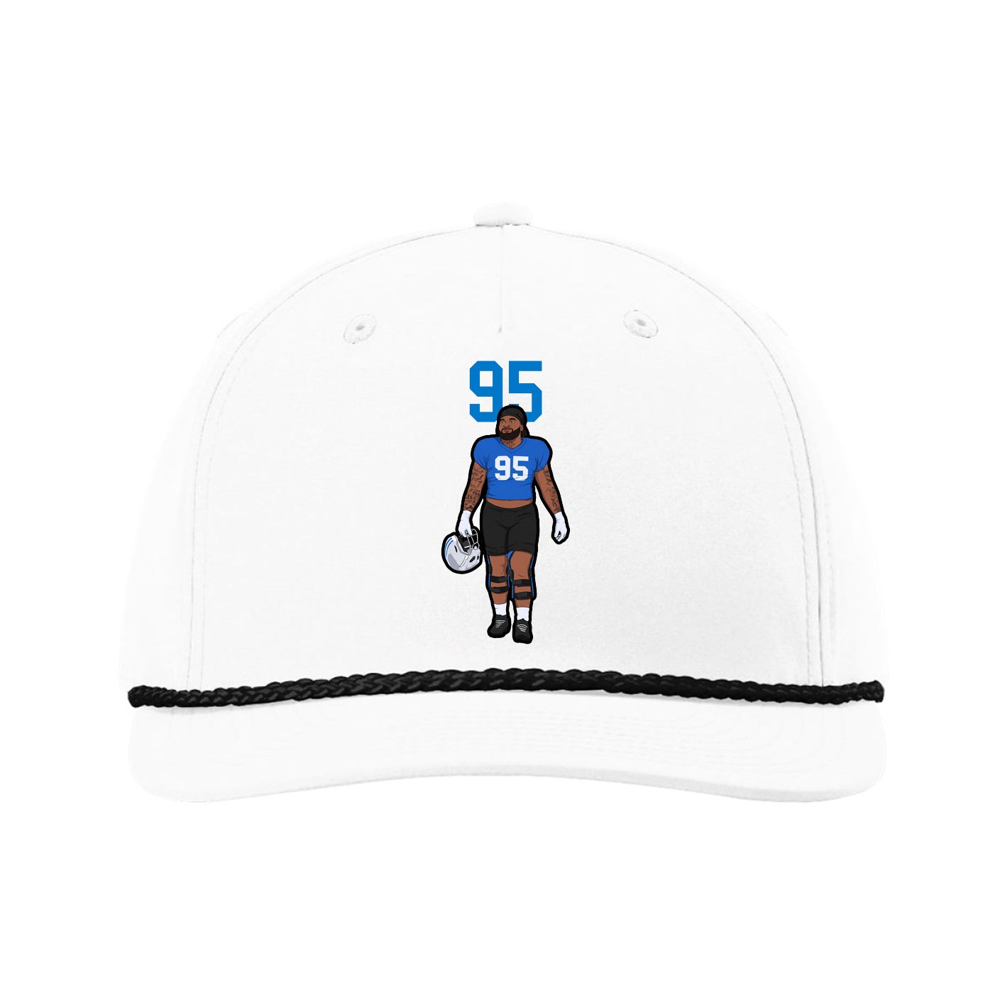 Five-Panel Classic Rope Cap — Number Top in White