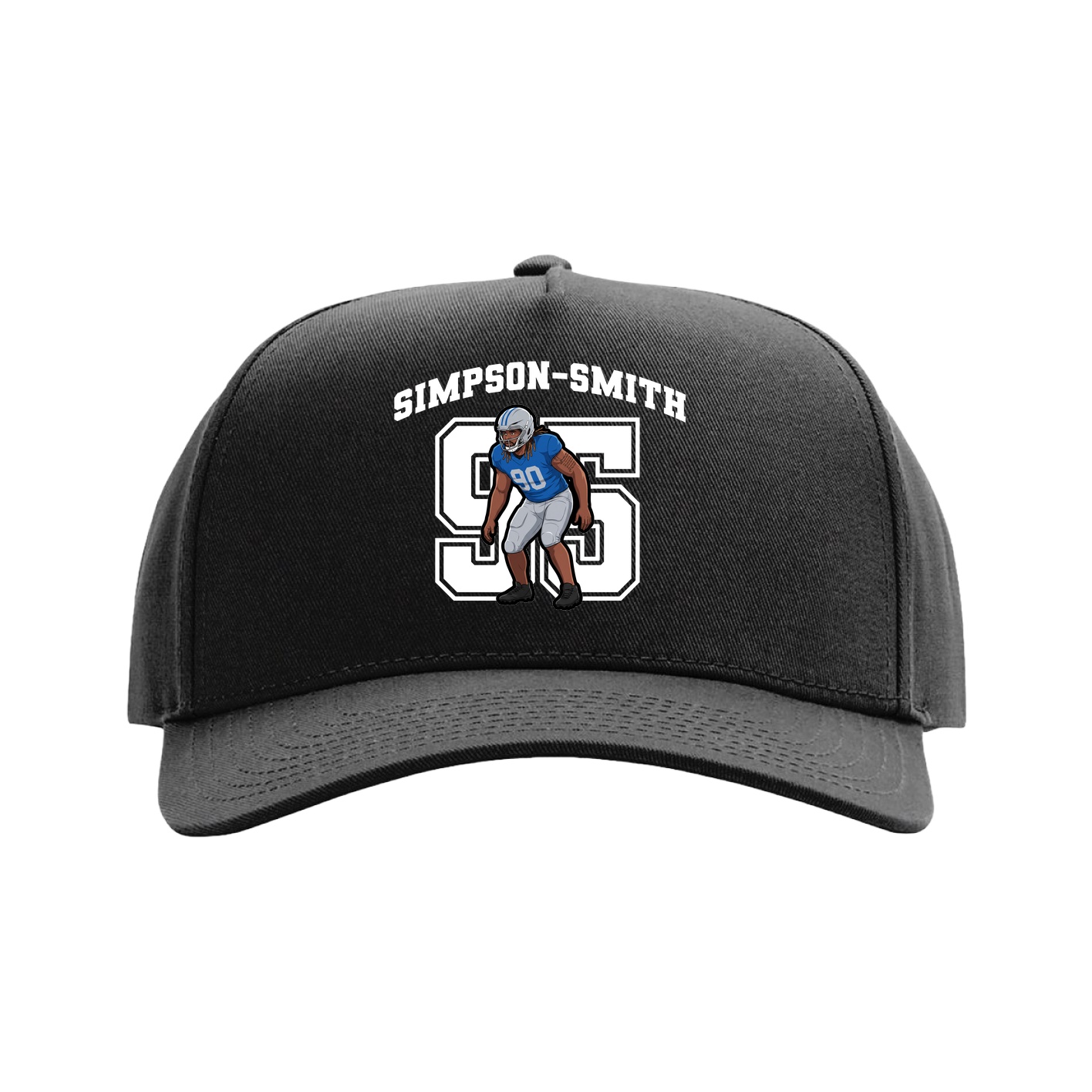 Full Fabric Five-Panel Champ Cap — Number in Black