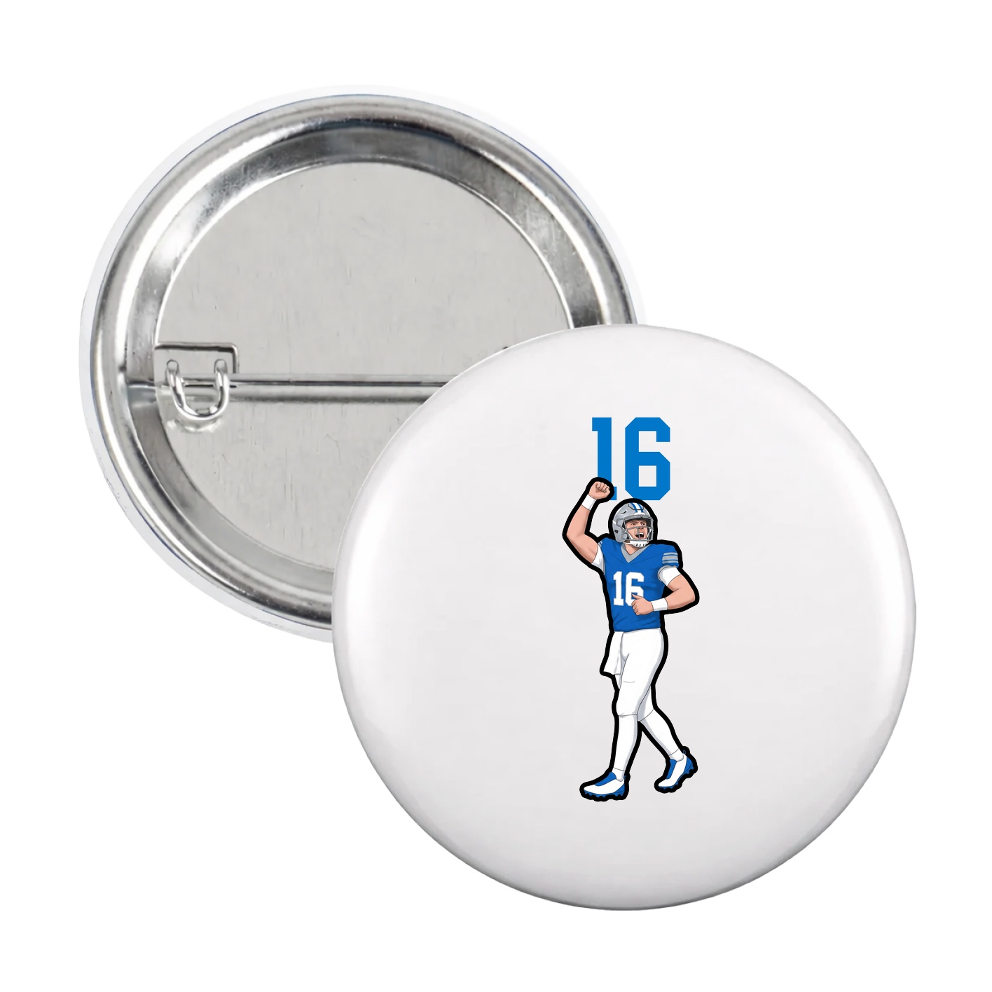 Game Day Button — Number Top in White