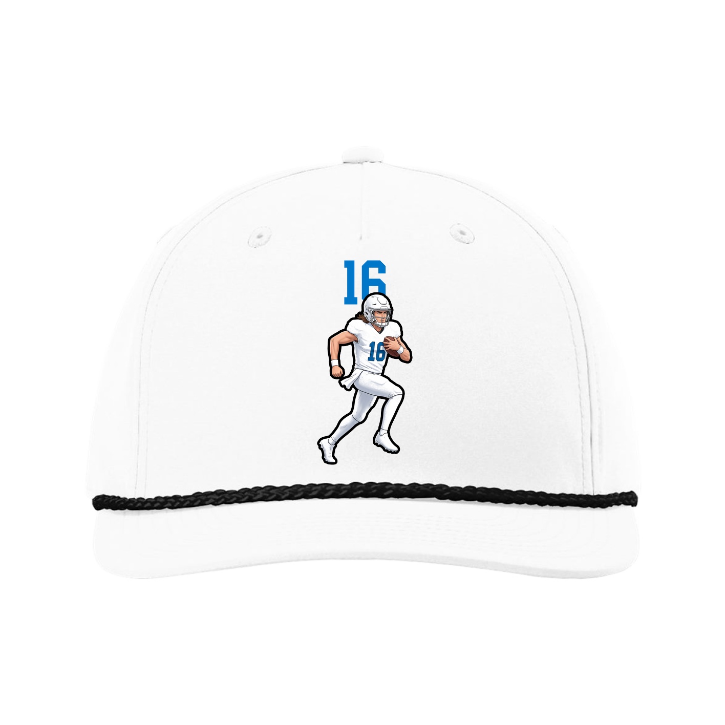Five-Panel Classic Rope Cap — Number Top in White