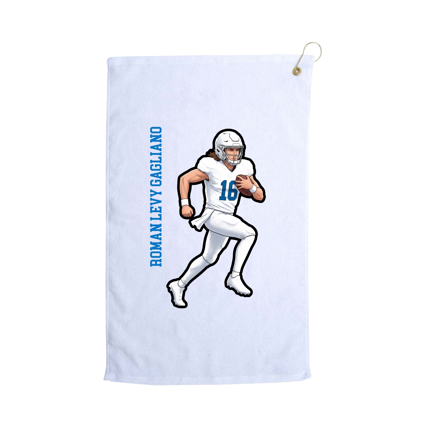 Golf Towel — Name Vertical in White