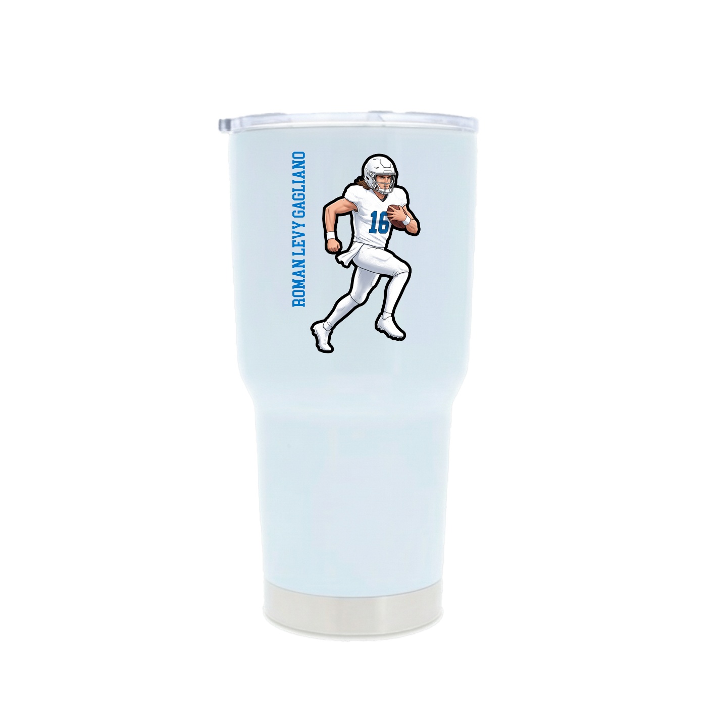 30oz Stainless Steel Tumbler — Name Vertical in White