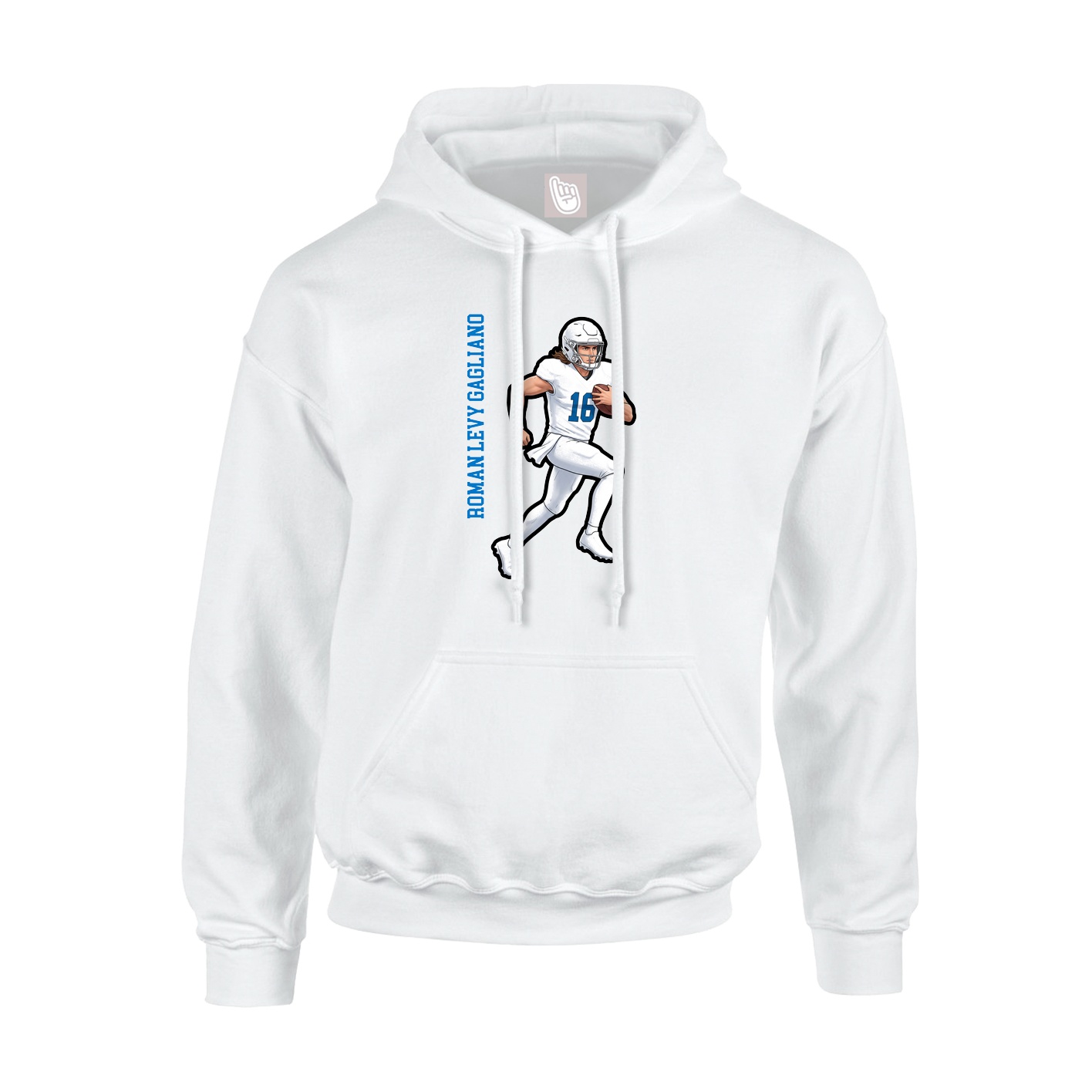 Youth Hoodie — Name Vertical in White