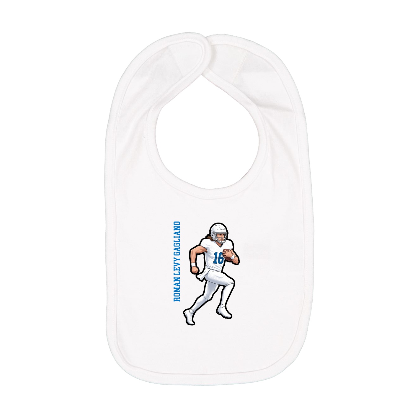 Infant Bib — Name Vertical in White