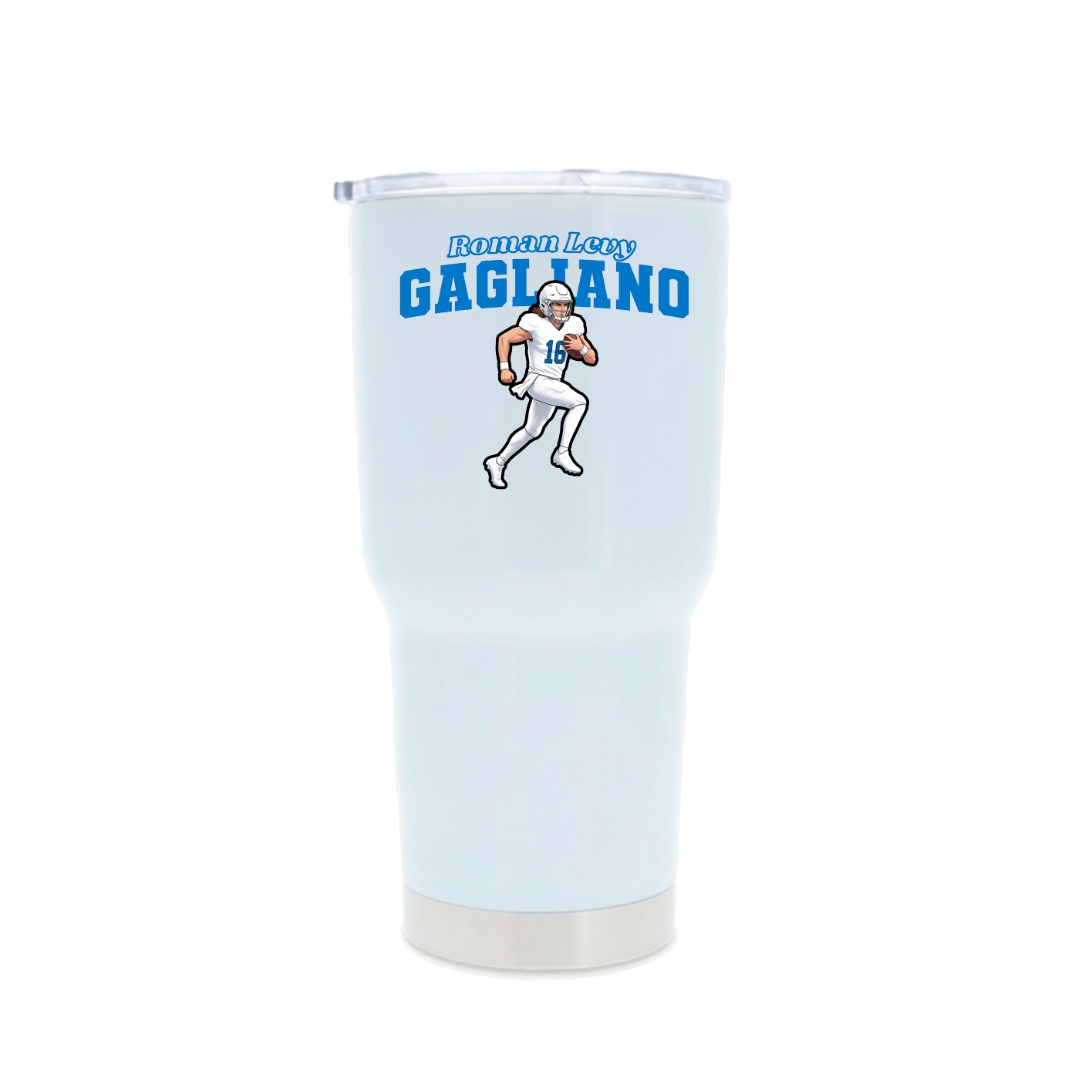 30oz Stainless Steel Tumbler — Name Arch in White