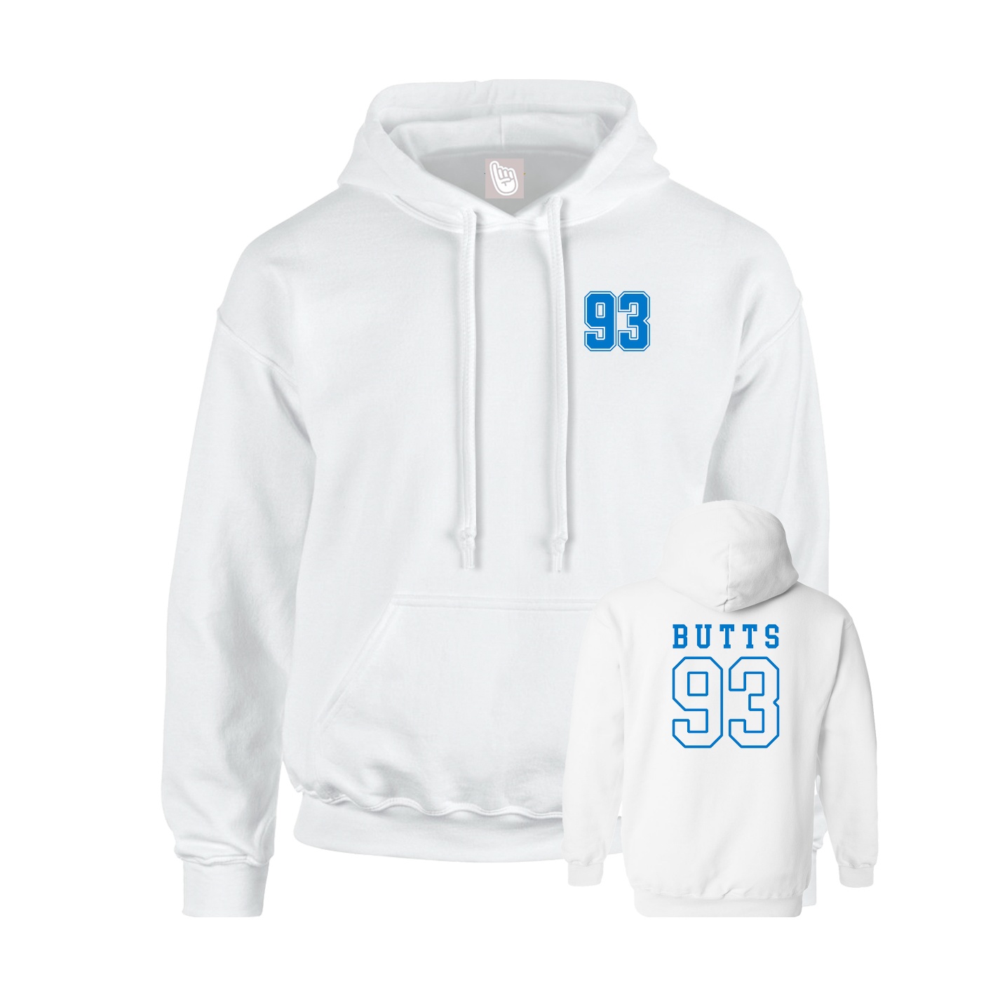 Youth Hoodie — Chest Back in White
