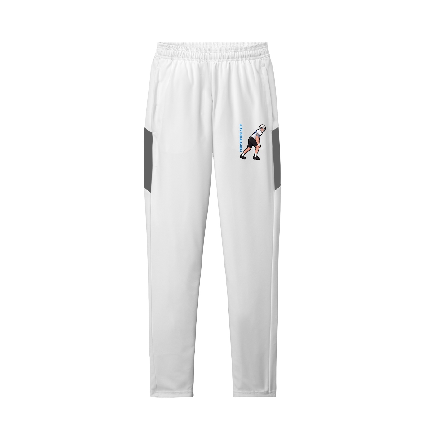 Team Travel Pant — Name Vertical in White/Grey
