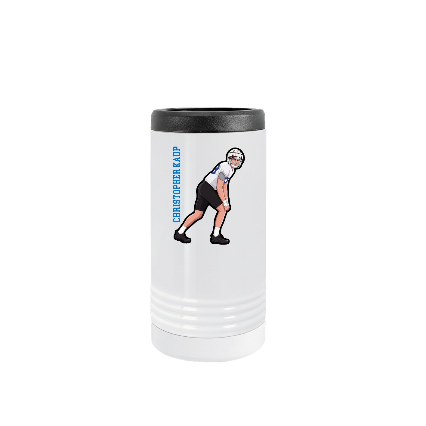 Slim Beverage Holder — Name Vertical in White