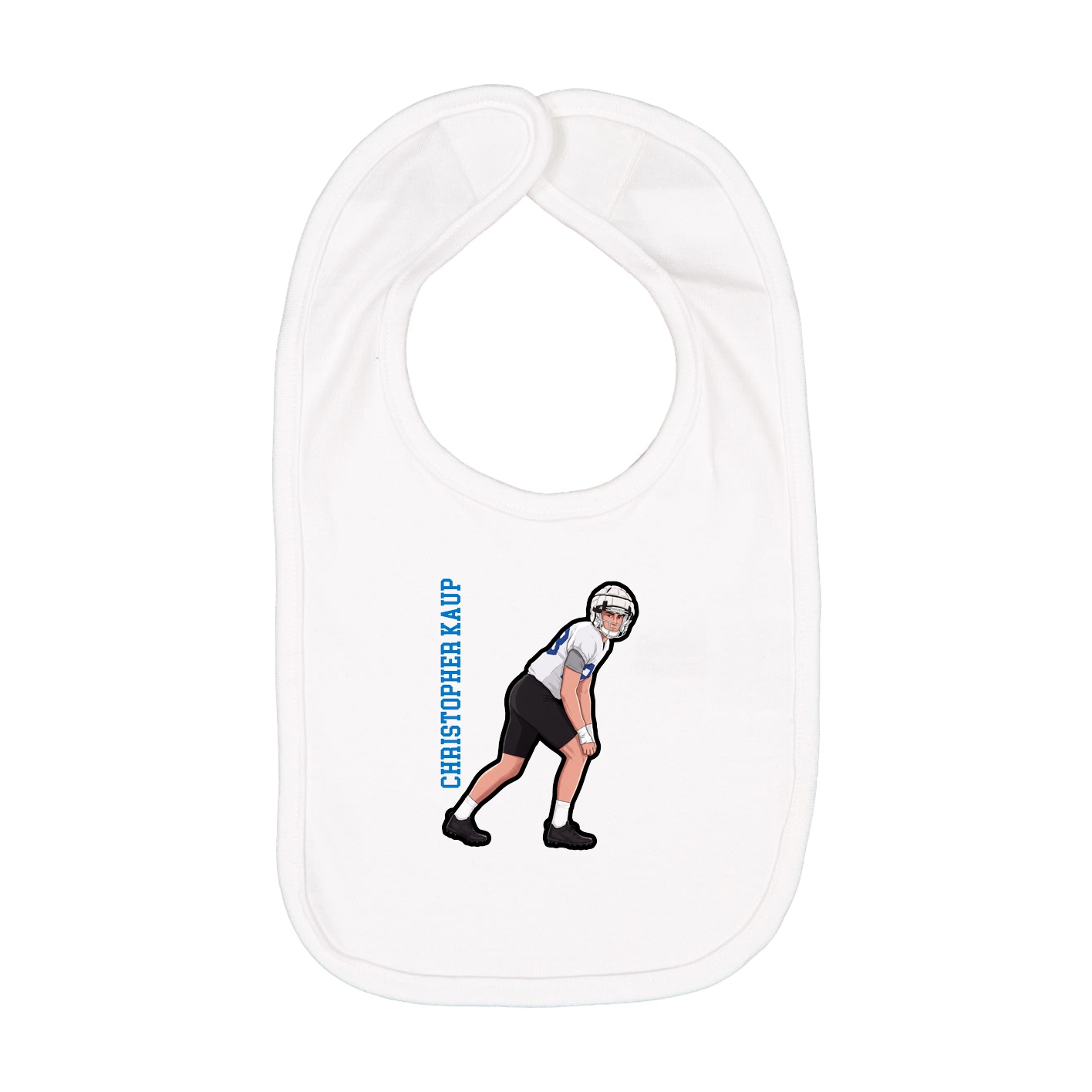 Infant Bib — Name Vertical in White