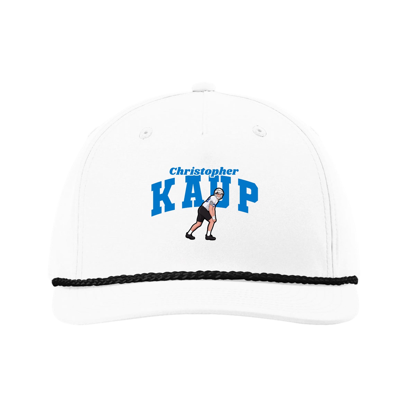 Five-Panel Classic Rope Cap — Signature Arch in White