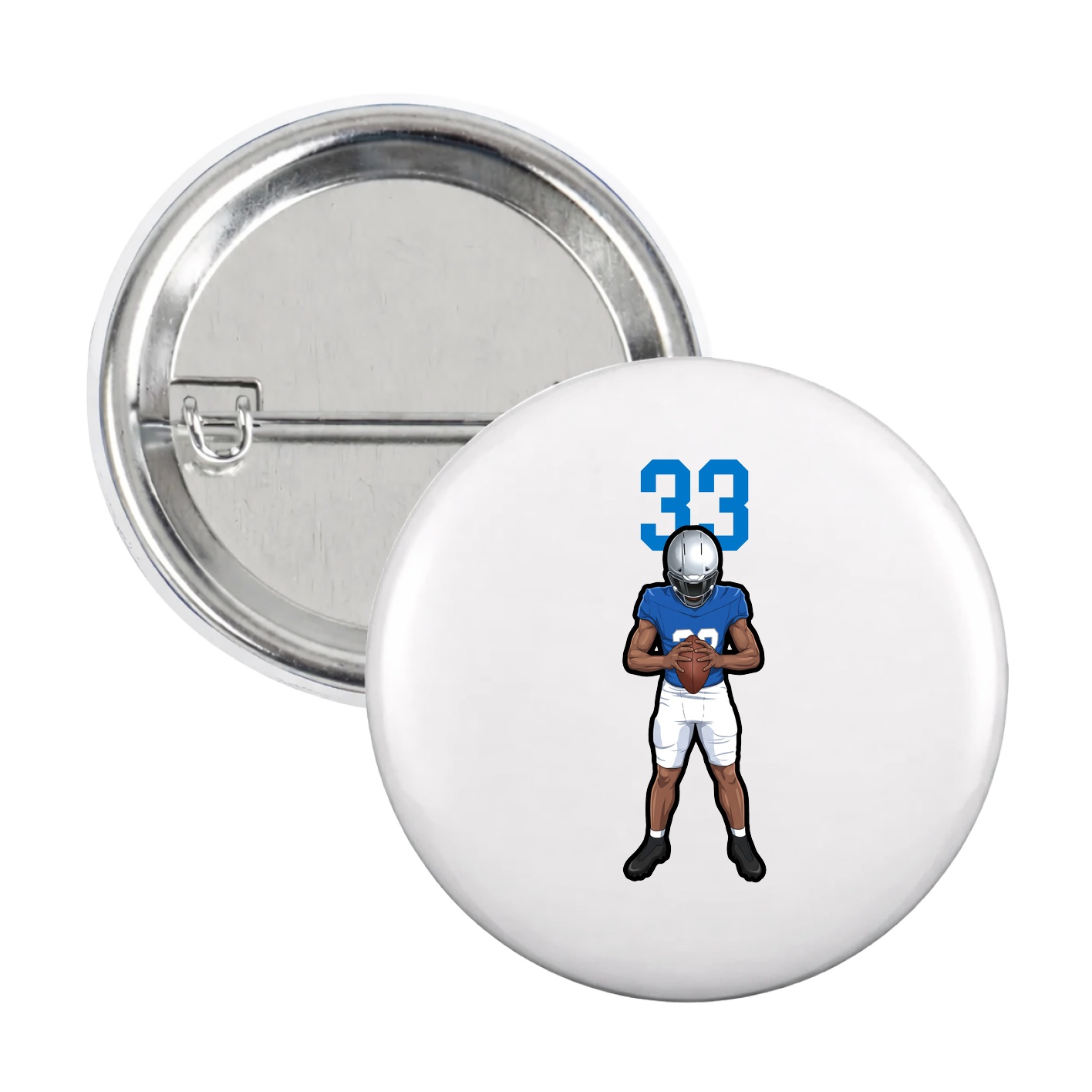 Game Day Button — Number Top in White