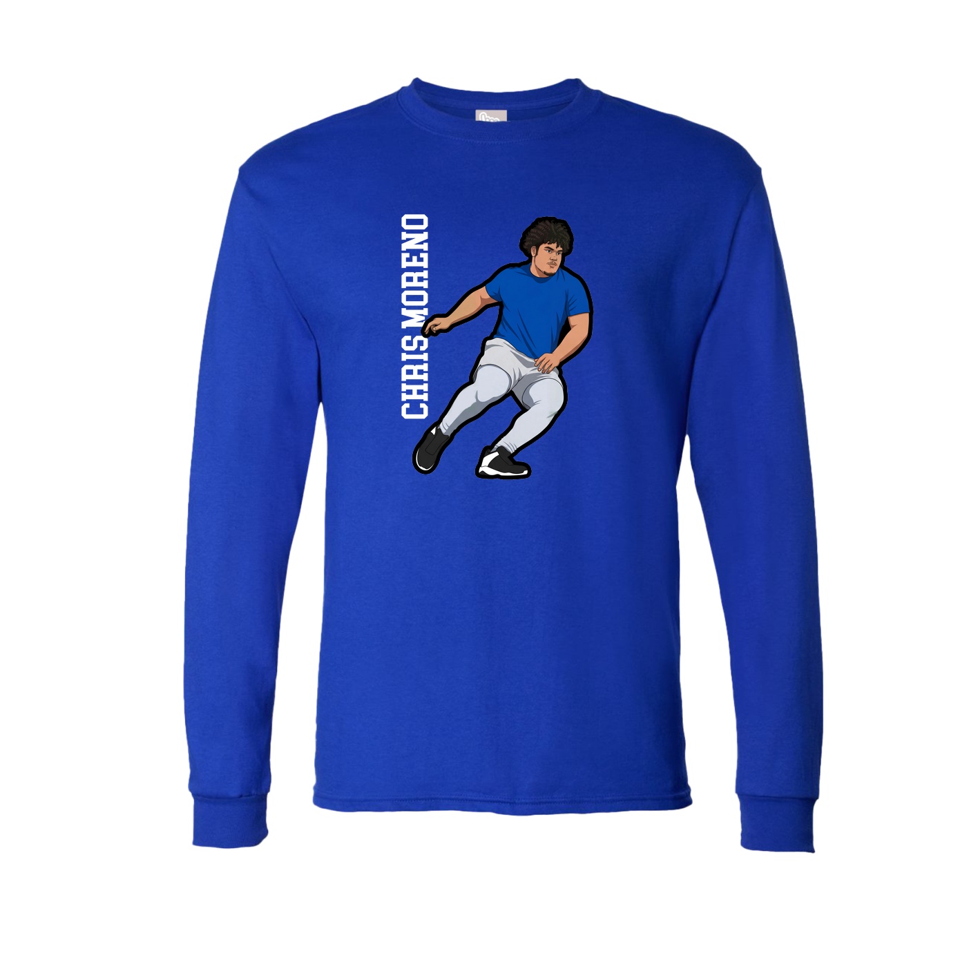 Long Sleeve Tee — Name Vertical in Royal