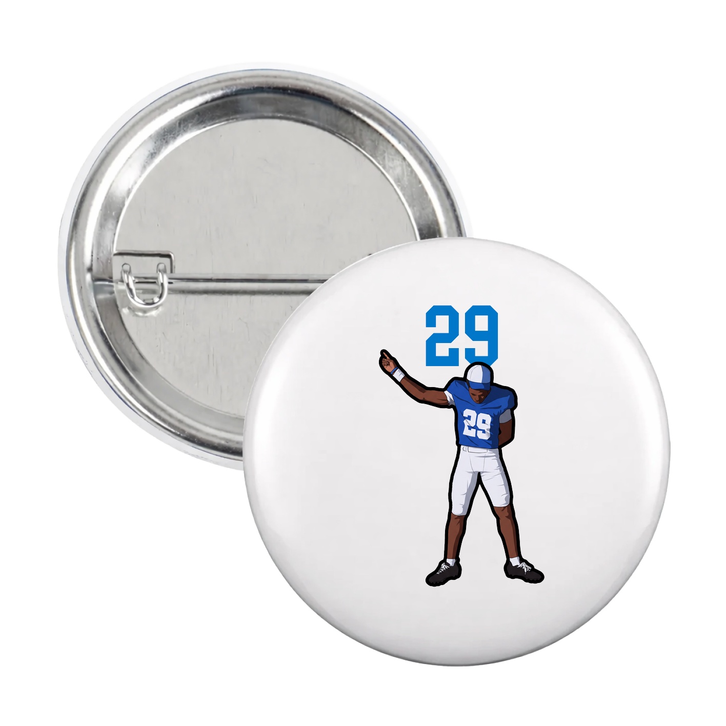 Game Day Button — Number Top in White