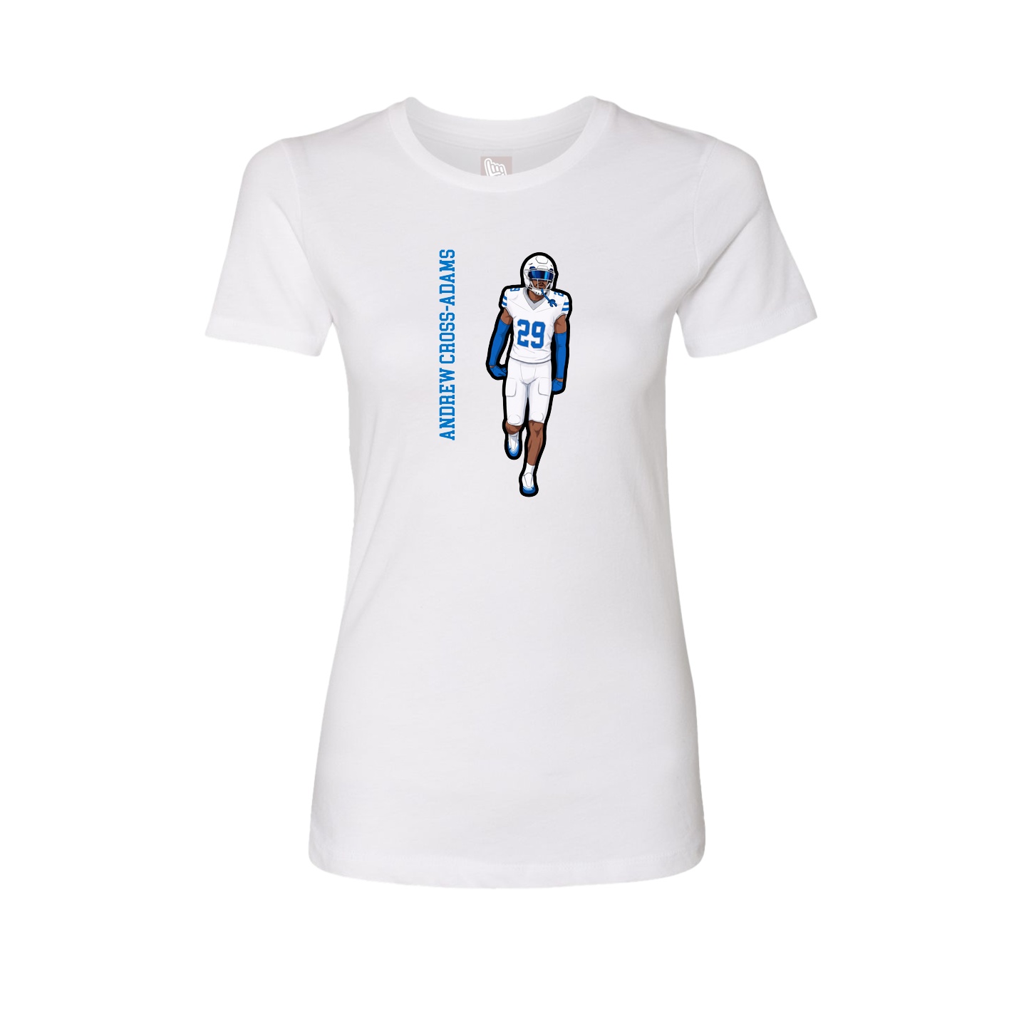 Fitted Women's Tee — Name Vertical in White