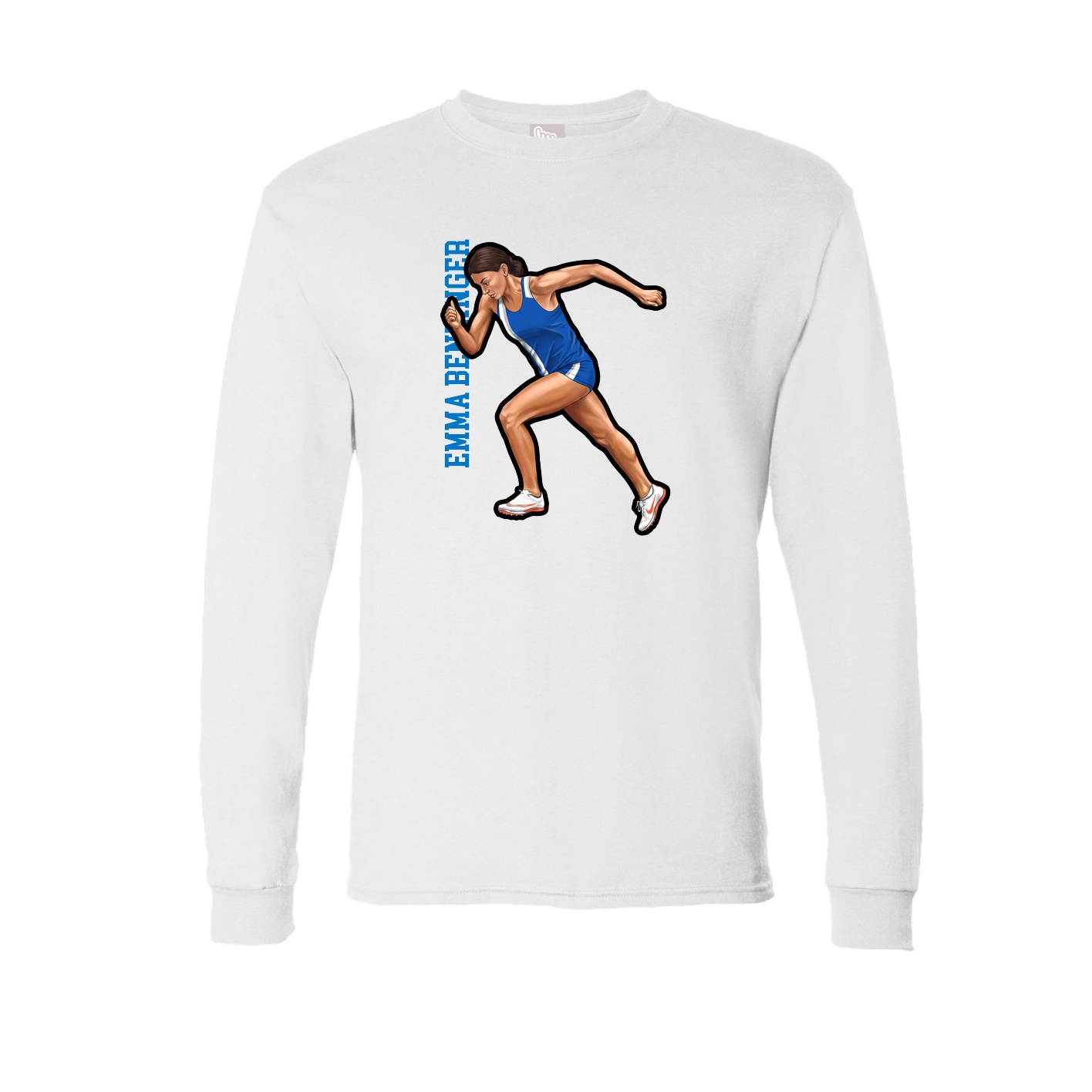 Long Sleeve Tee — Name Vertical in White