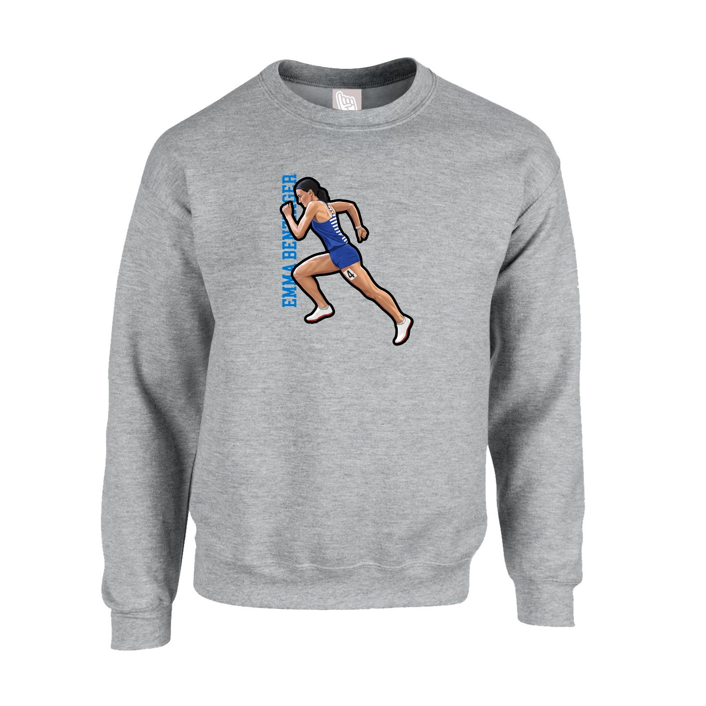 Fleece Crew — Name Vertical in Grey