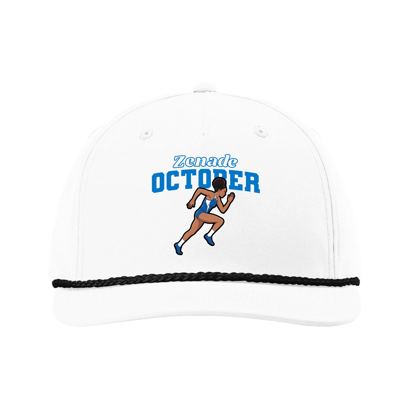 Five-Panel Classic Rope Cap — Name Arch in White