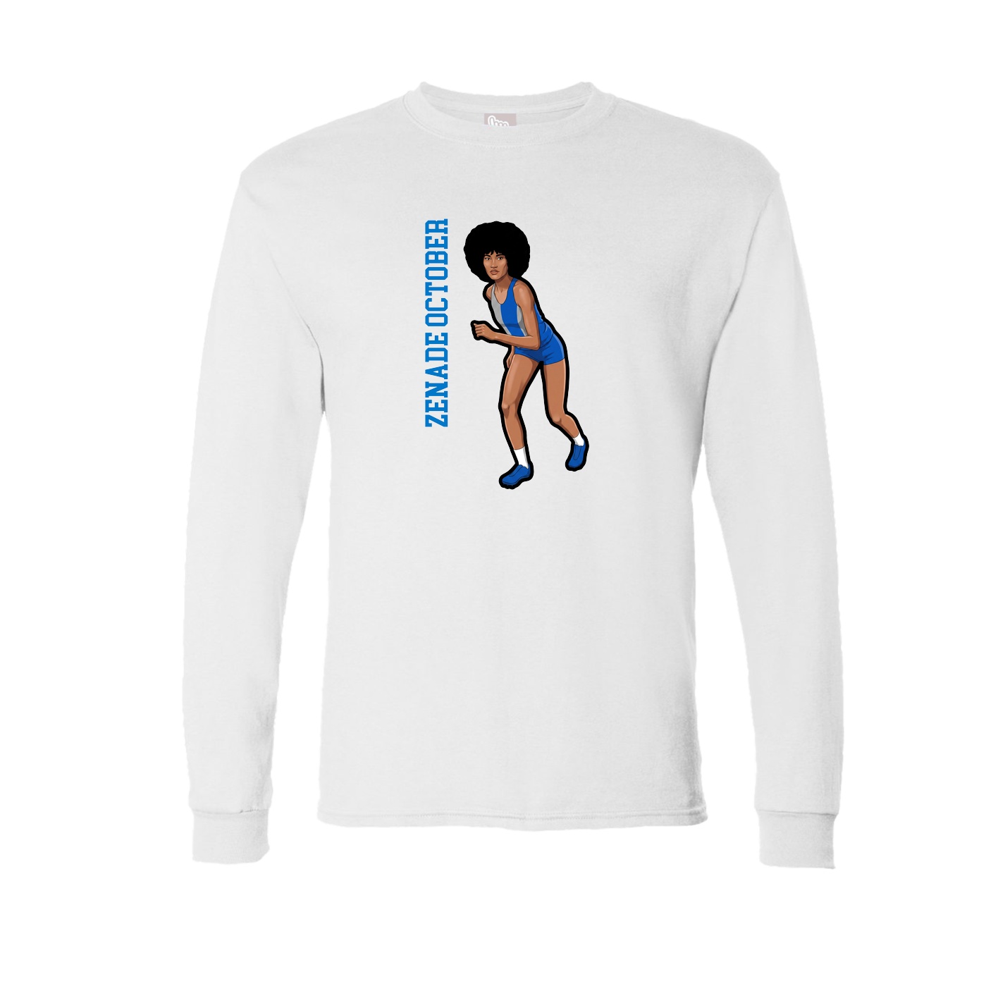 Long Sleeve Tee — Name Vertical in White