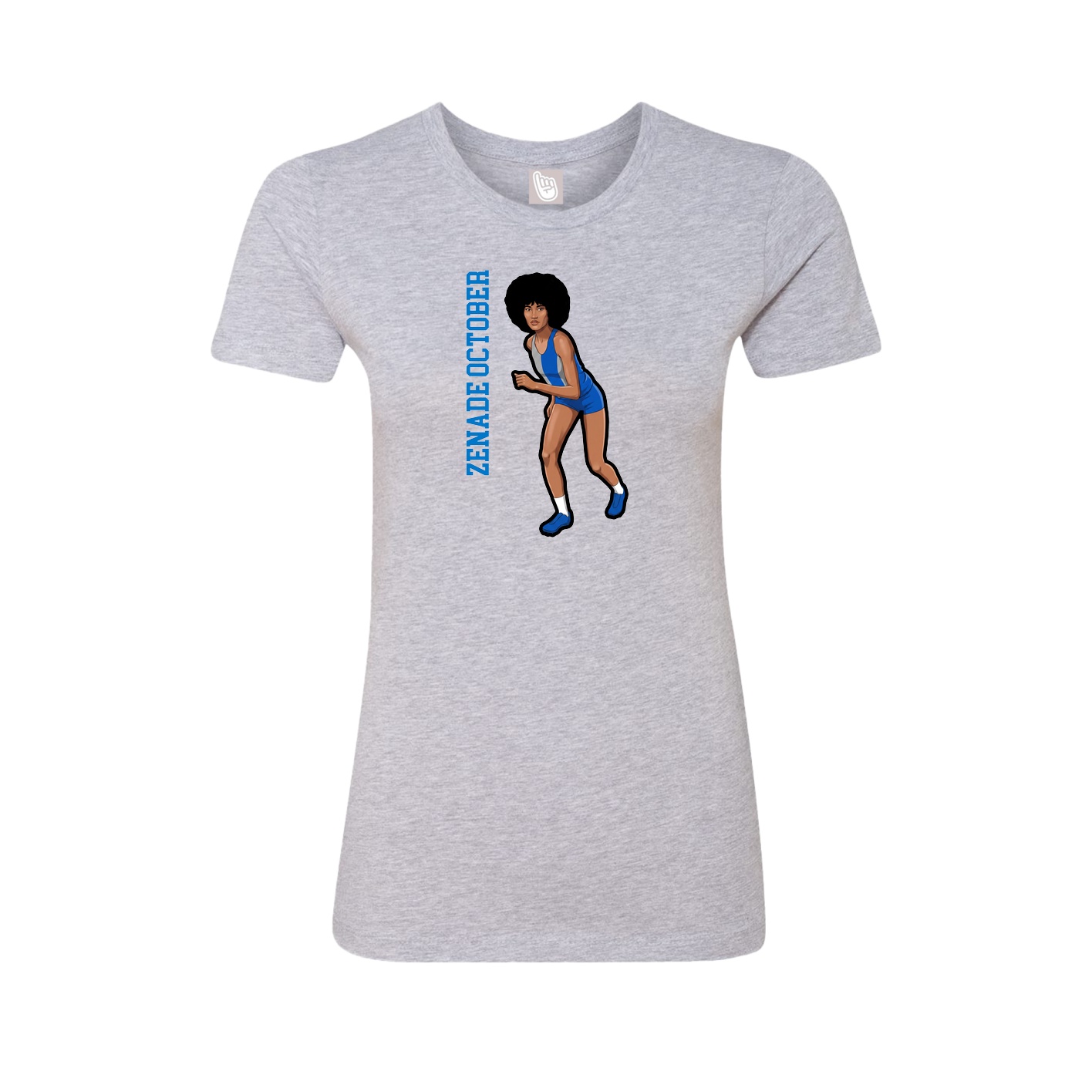 Fitted Women's Tee — Name Vertical in Grey