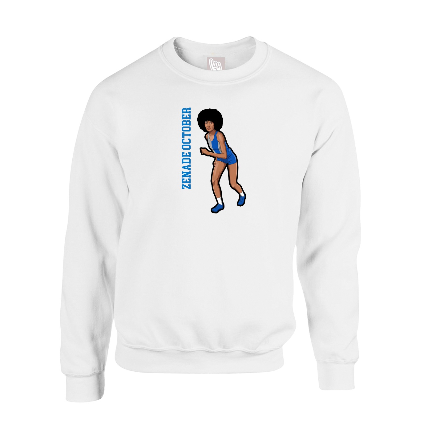 Fleece Crew — Name Vertical in White