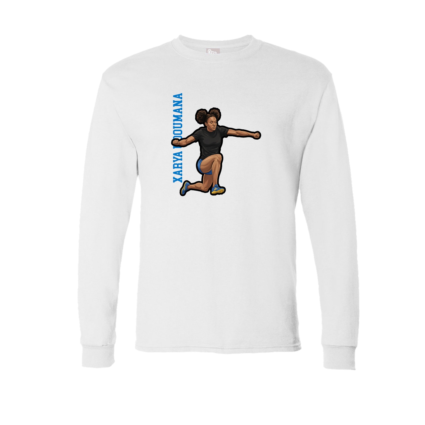 Long Sleeve Tee — Name Vertical in White