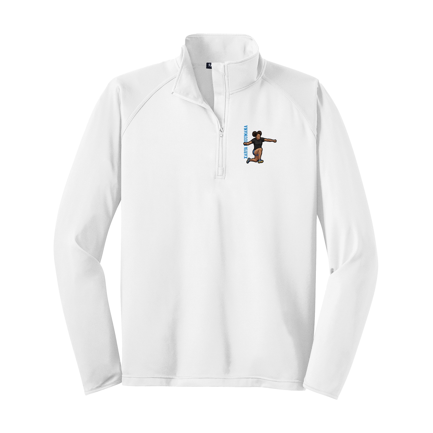 Q-Zip Pullover — Name Vertical in White