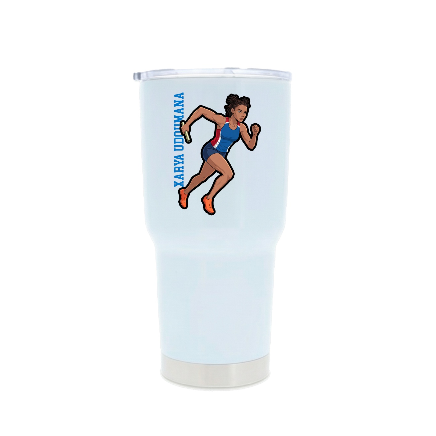 30oz Stainless Steel Tumbler — Name Vertical in White