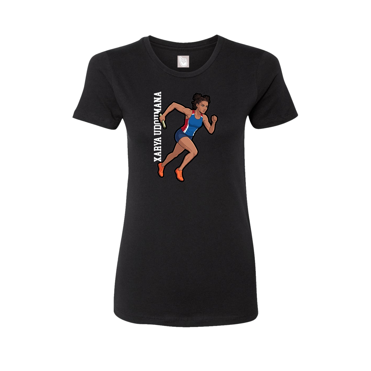 Fitted Women's Tee — Name Vertical in Black