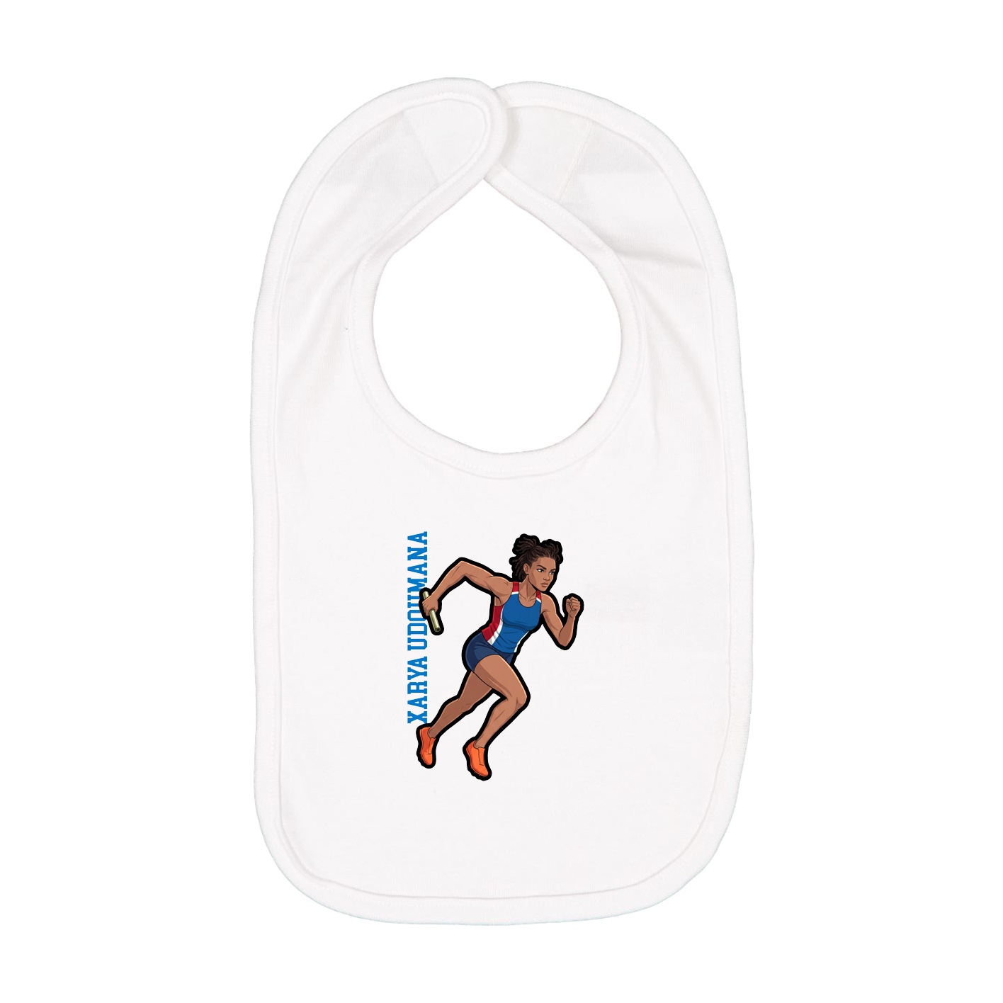 Infant Bib — Name Vertical in White