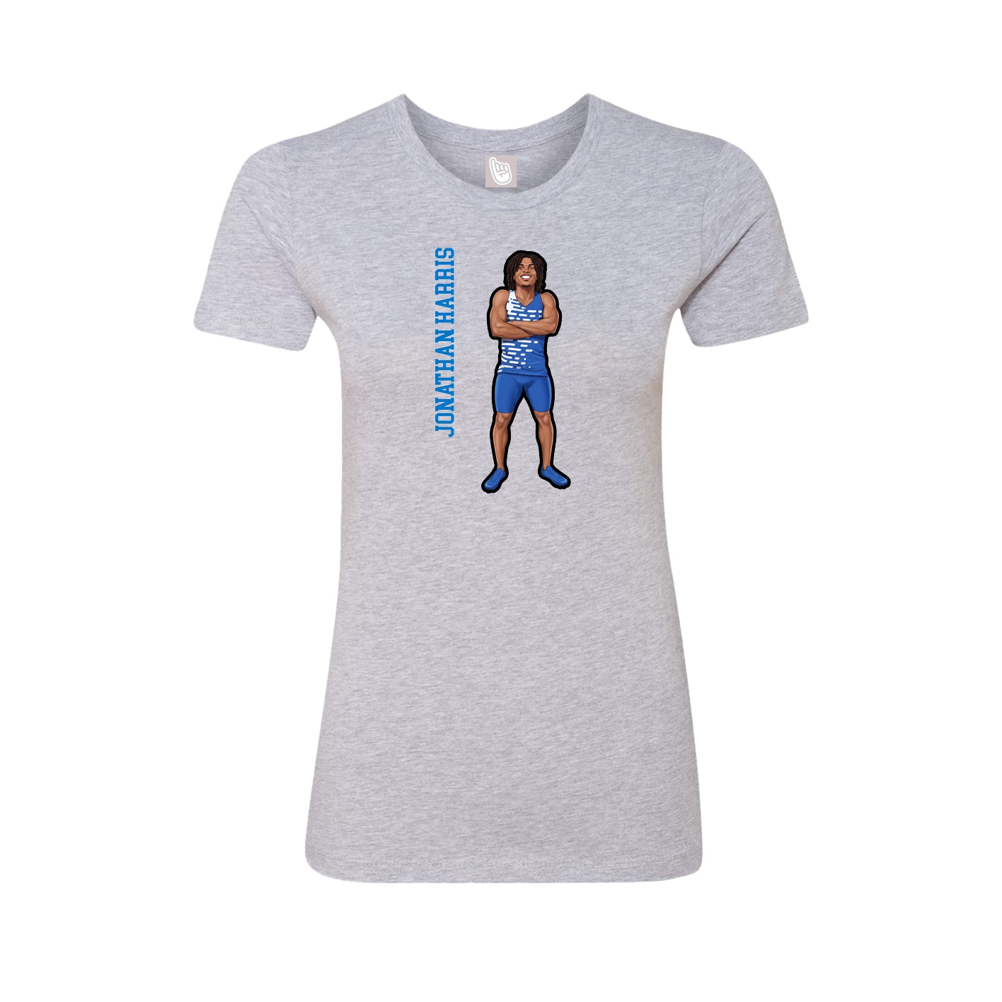 Fitted Women's Tee — Name Vertical in Grey