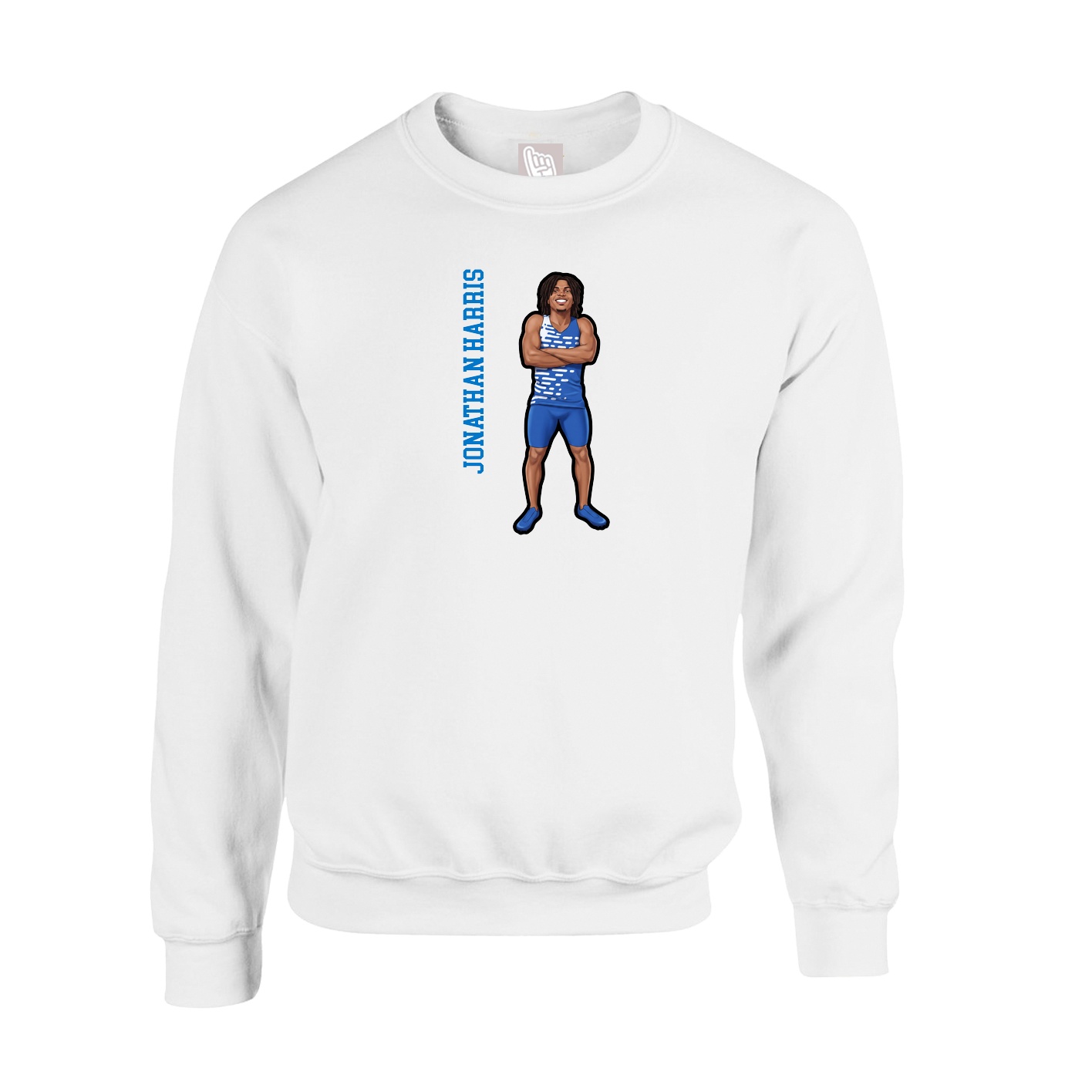 Fleece Crew — Name Vertical in White