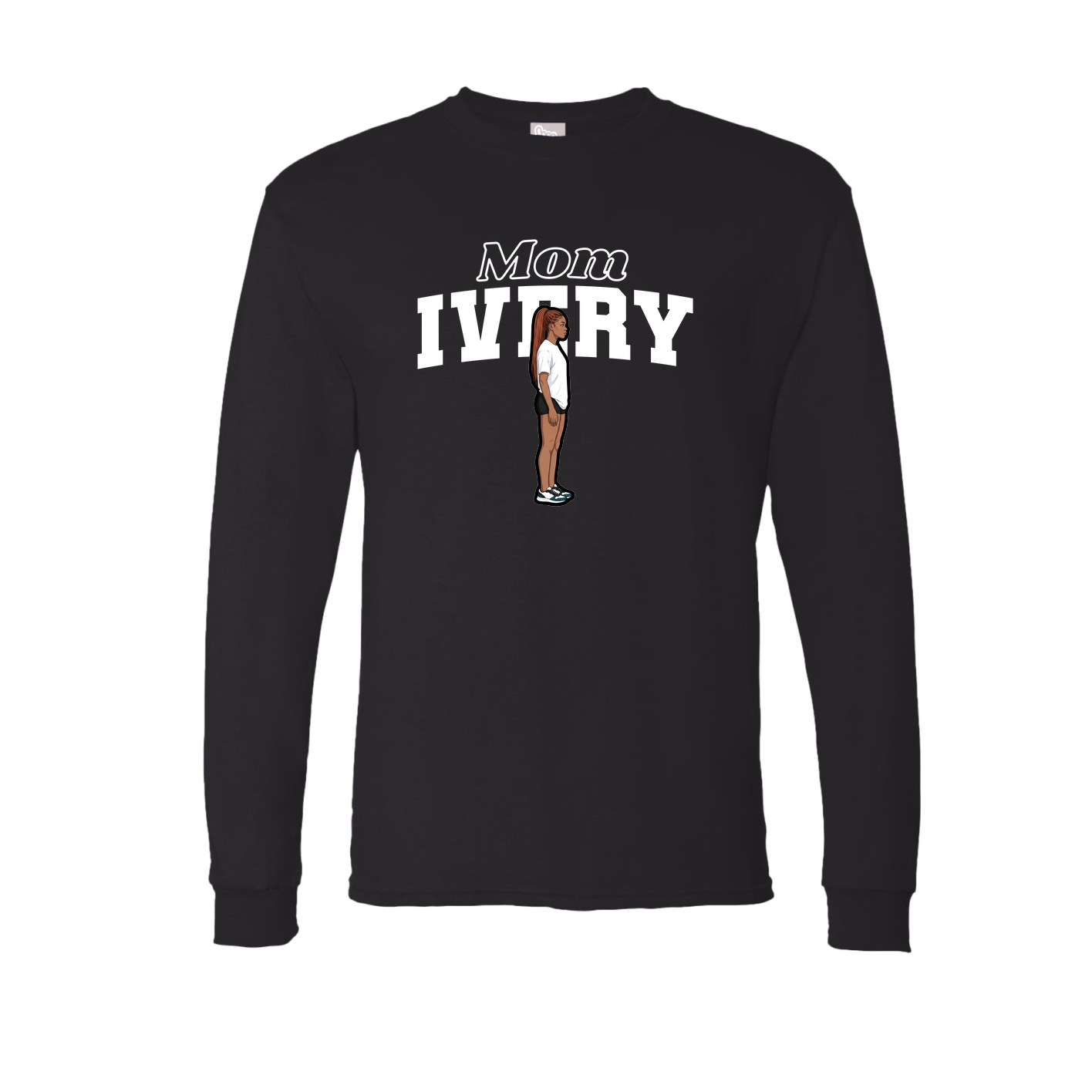 Long Sleeve Tee — Mothers Day Block in Black