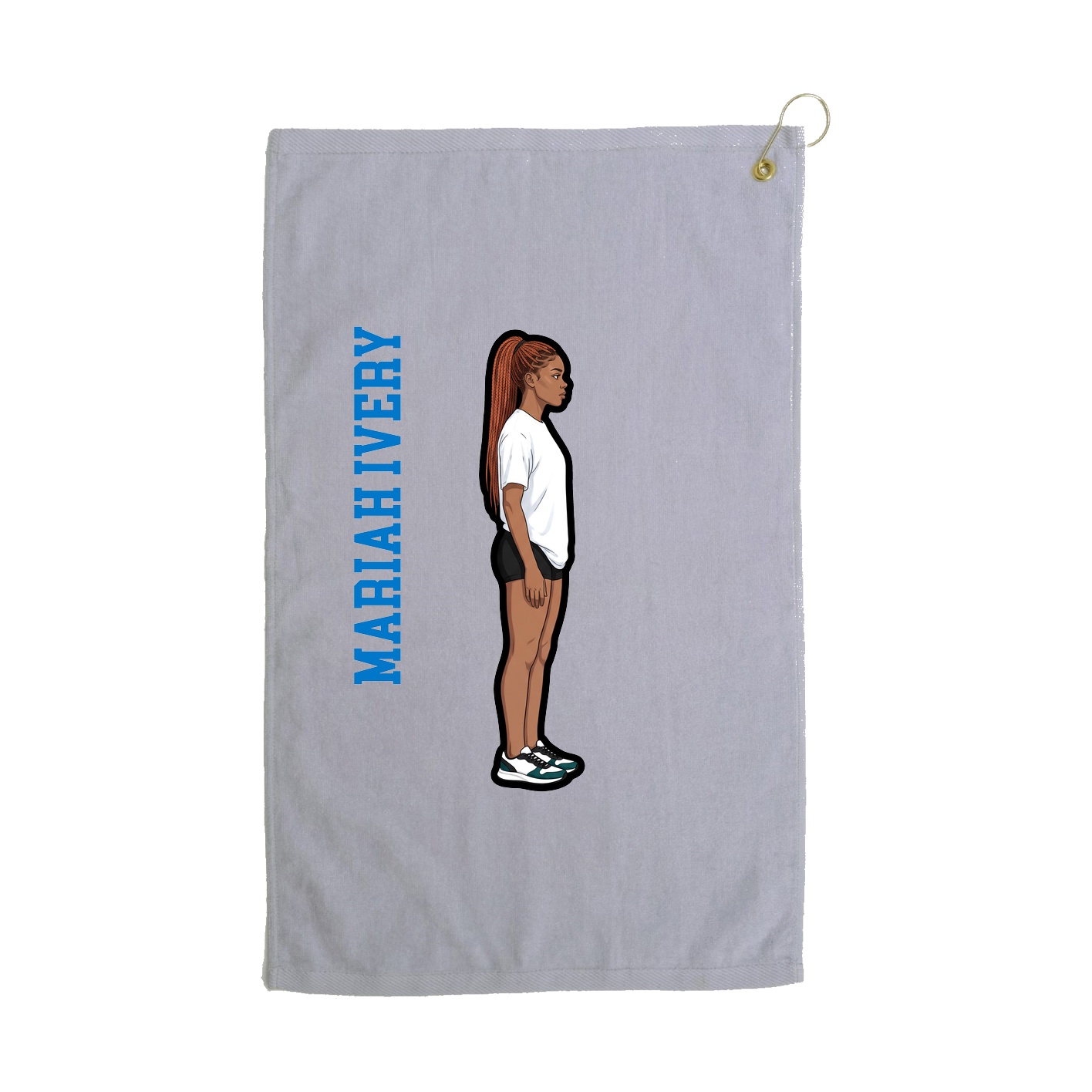 Golf Towel — Name Vertical in Grey