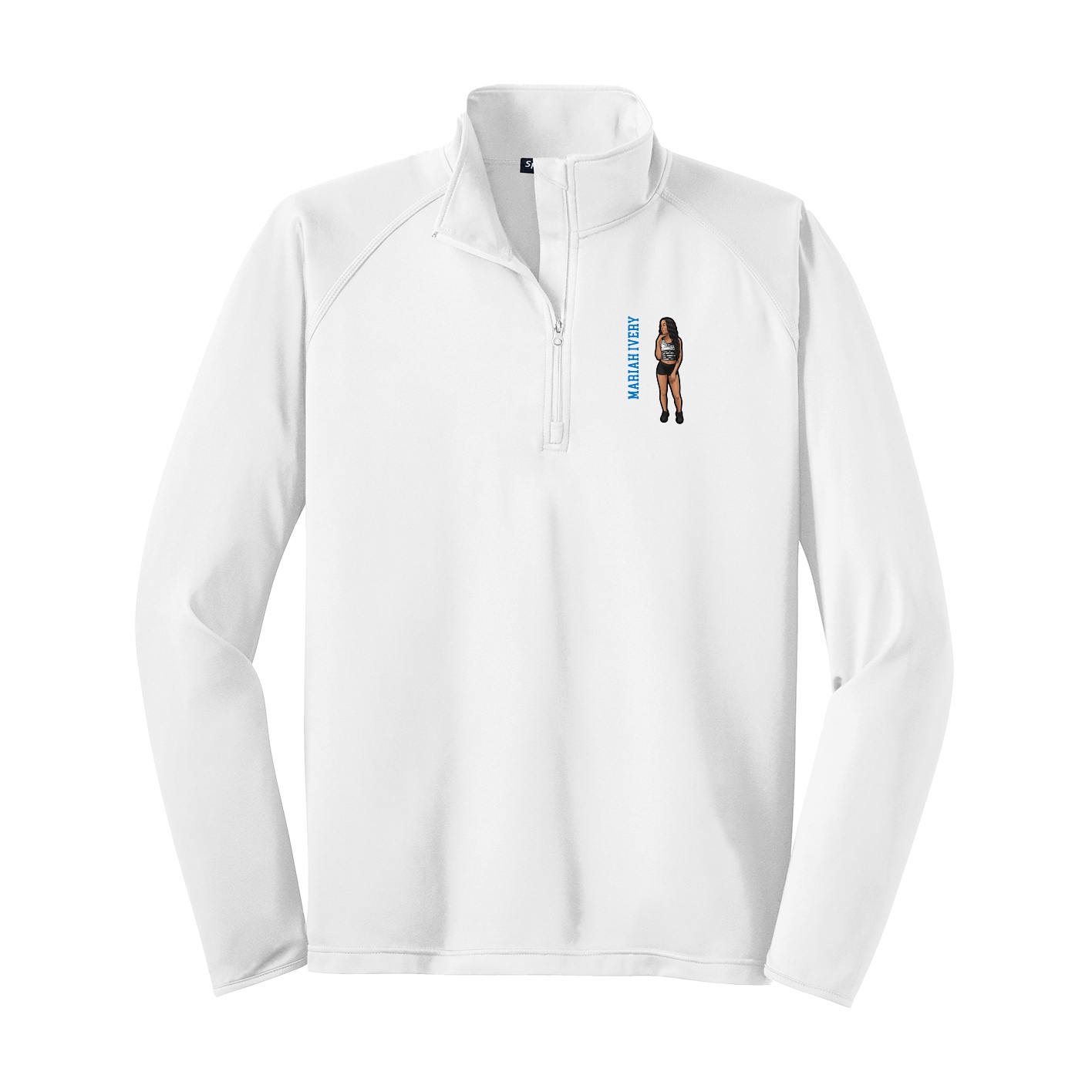 Q-Zip Pullover — Name Vertical in White