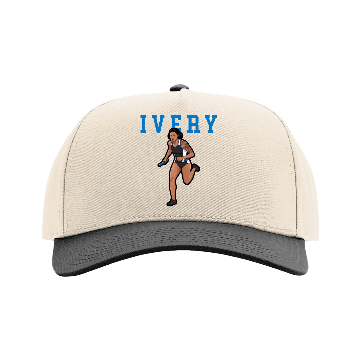 Full Fabric Five-Panel Champ Cap — Shirsey in Cream/Black