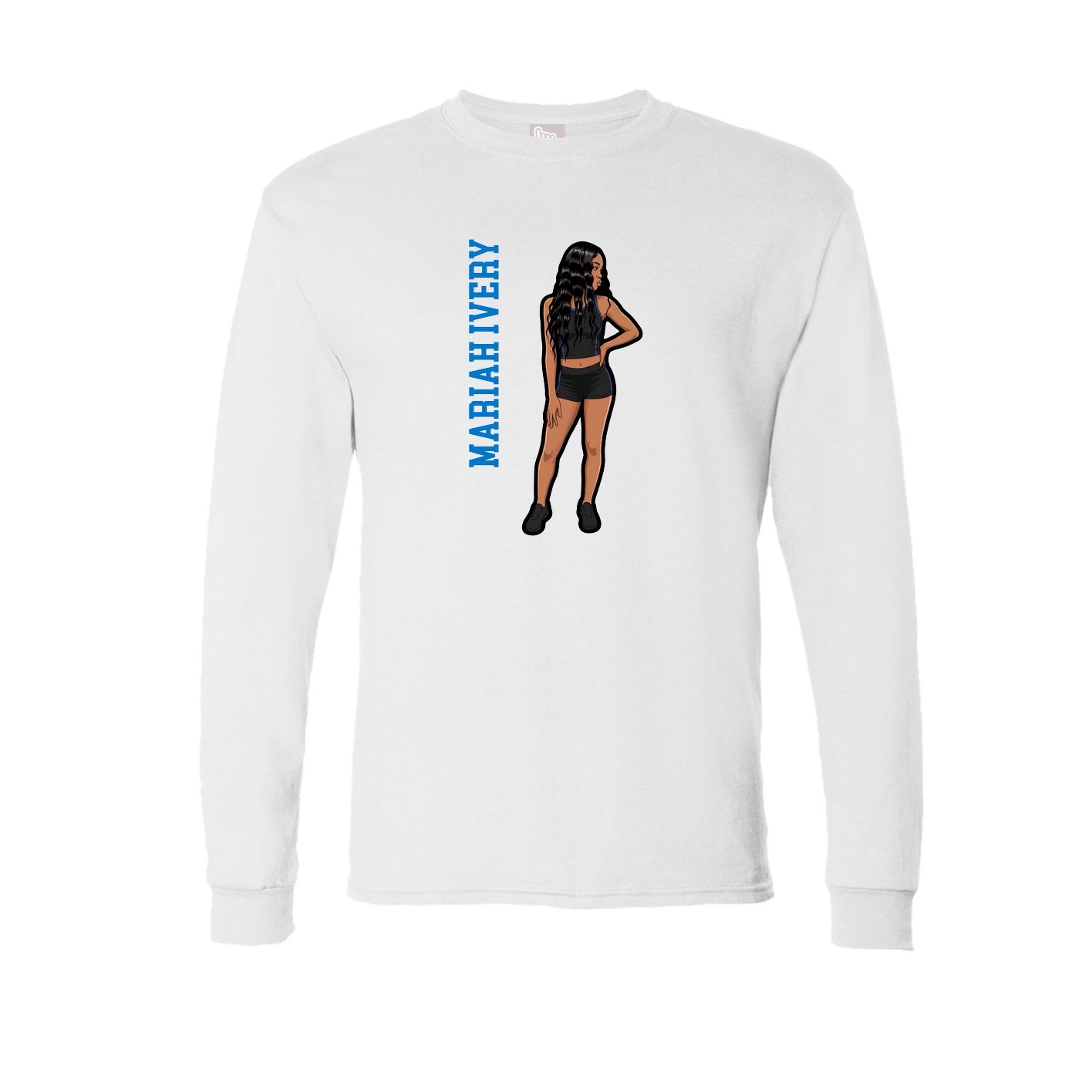 Long Sleeve Tee — Name Vertical in White