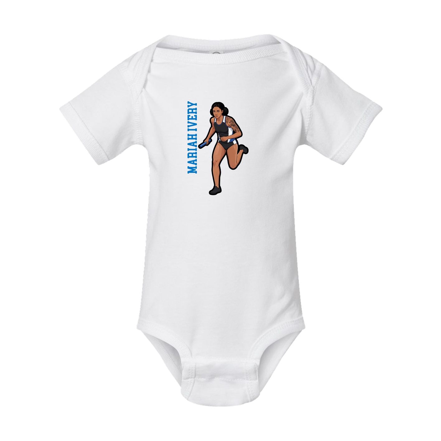 Baby Onesie — Name Vertical in White