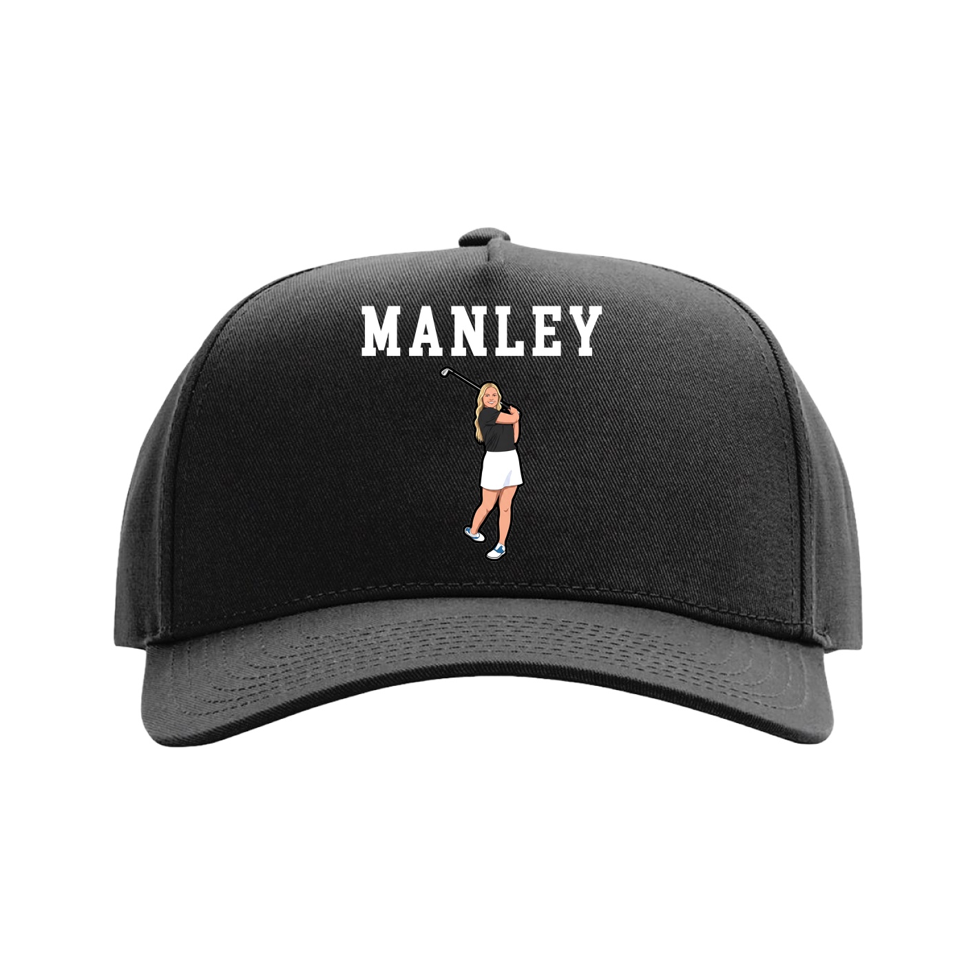 Full Fabric Five-Panel Champ Cap — Shirsey in Black