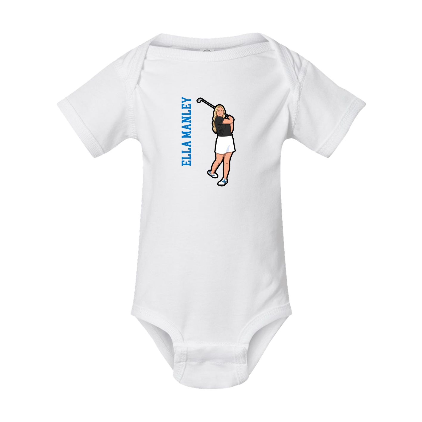 Baby Onesie — Name Vertical in White