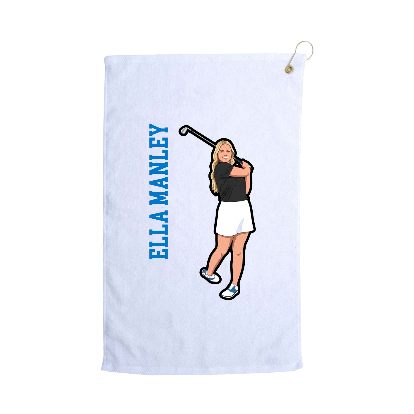Golf Towel — Name Vertical in White