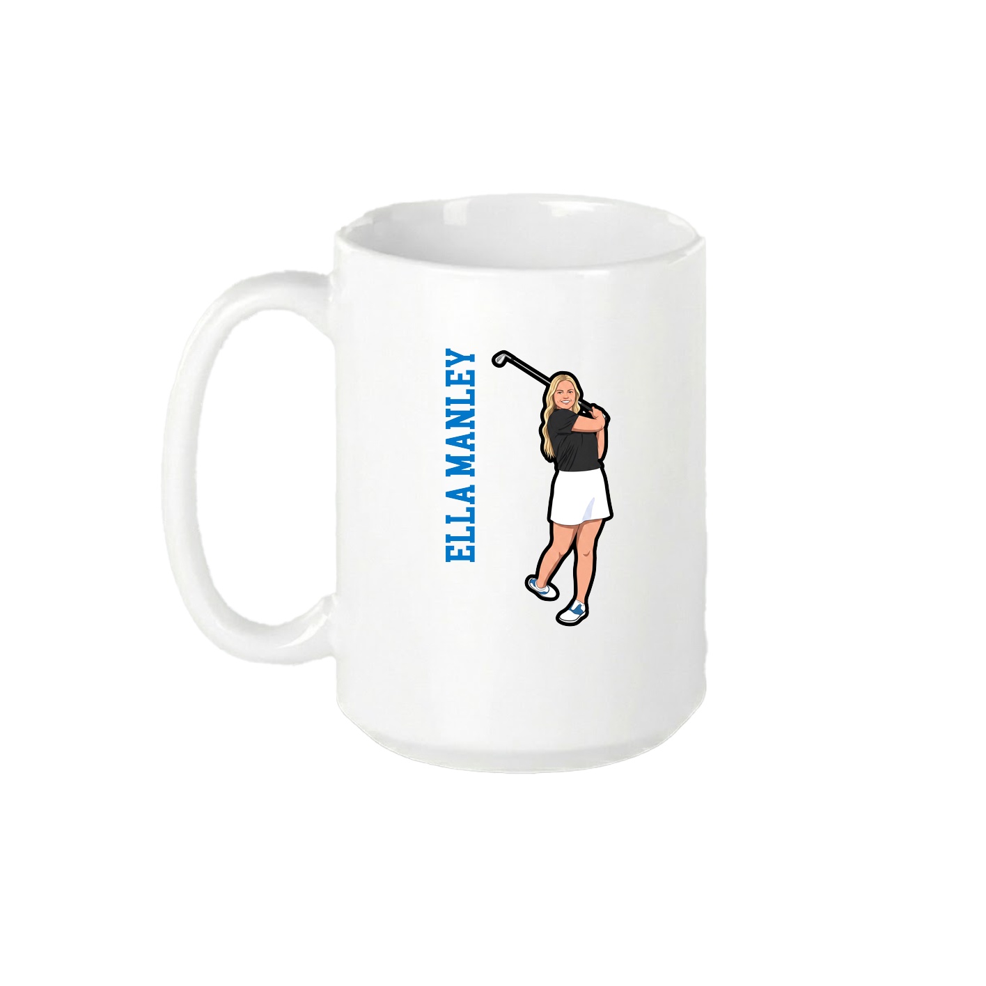 15oz Coffee Mug — Name Vertical in White