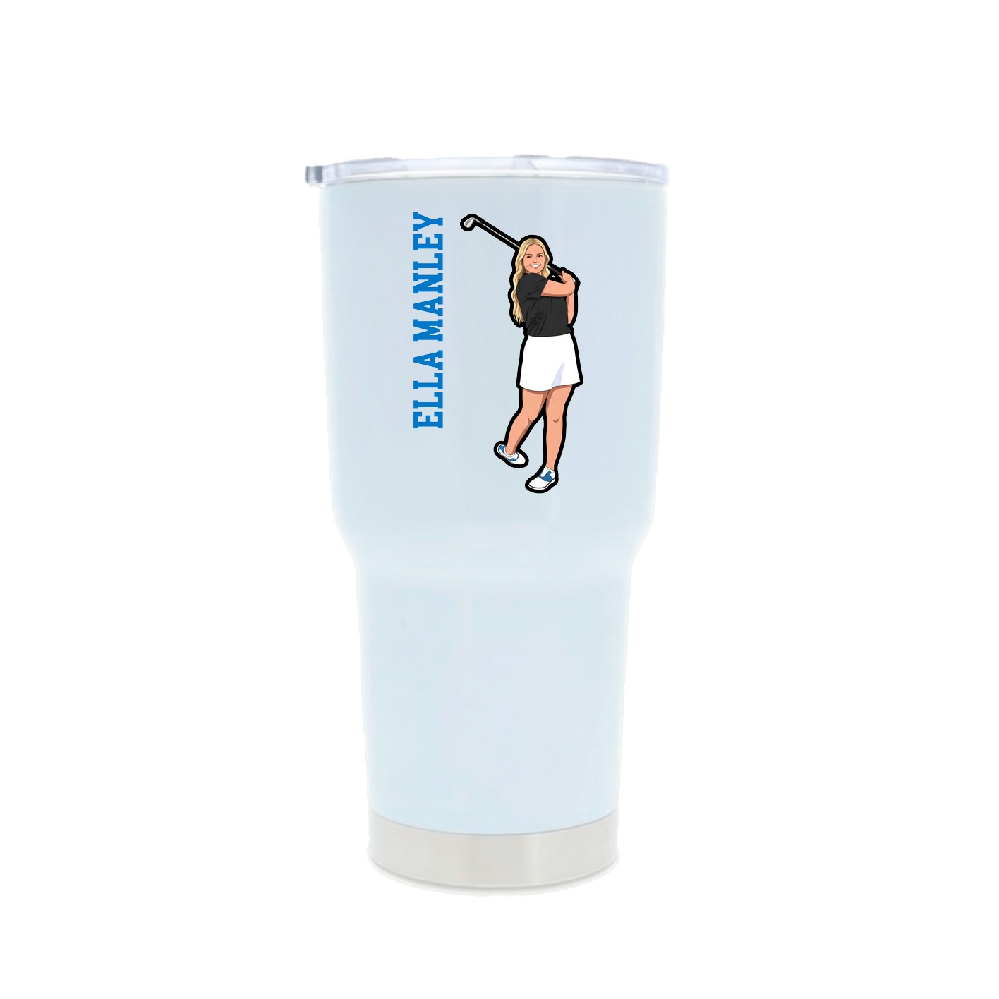 30oz Stainless Steel Tumbler — Name Vertical in White