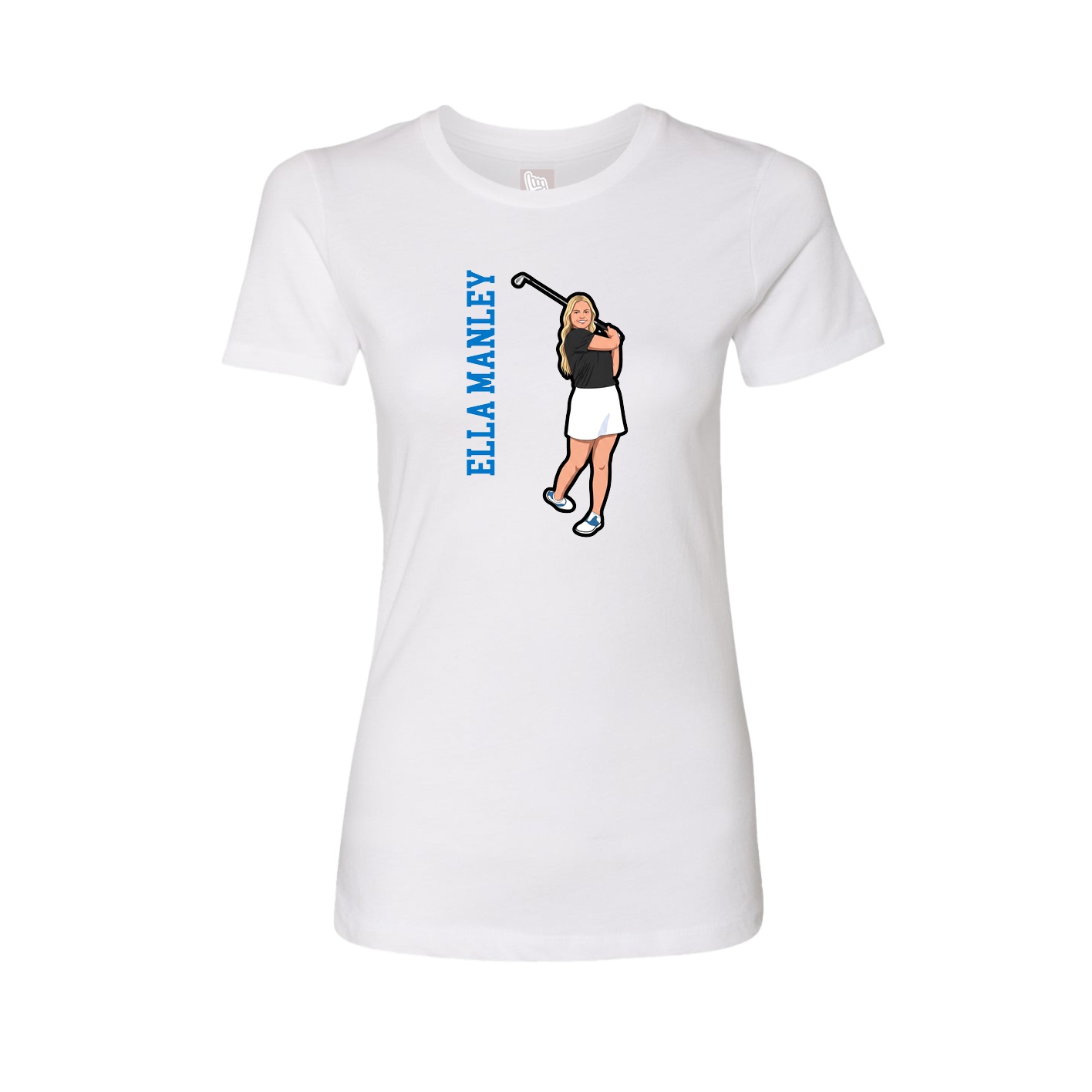 Fitted Women's Tee — Name Vertical in White