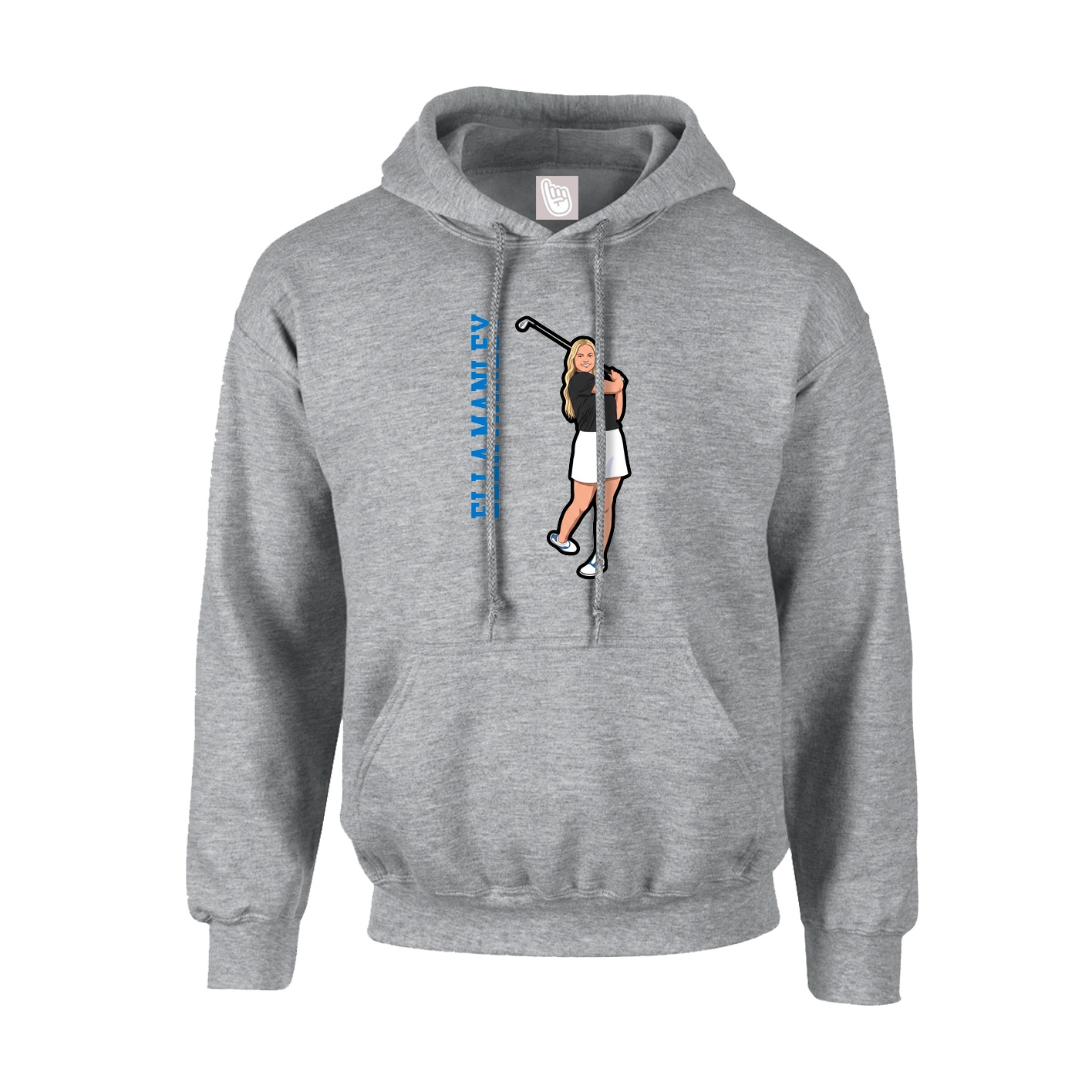 Hoodie — Name Vertical in Grey