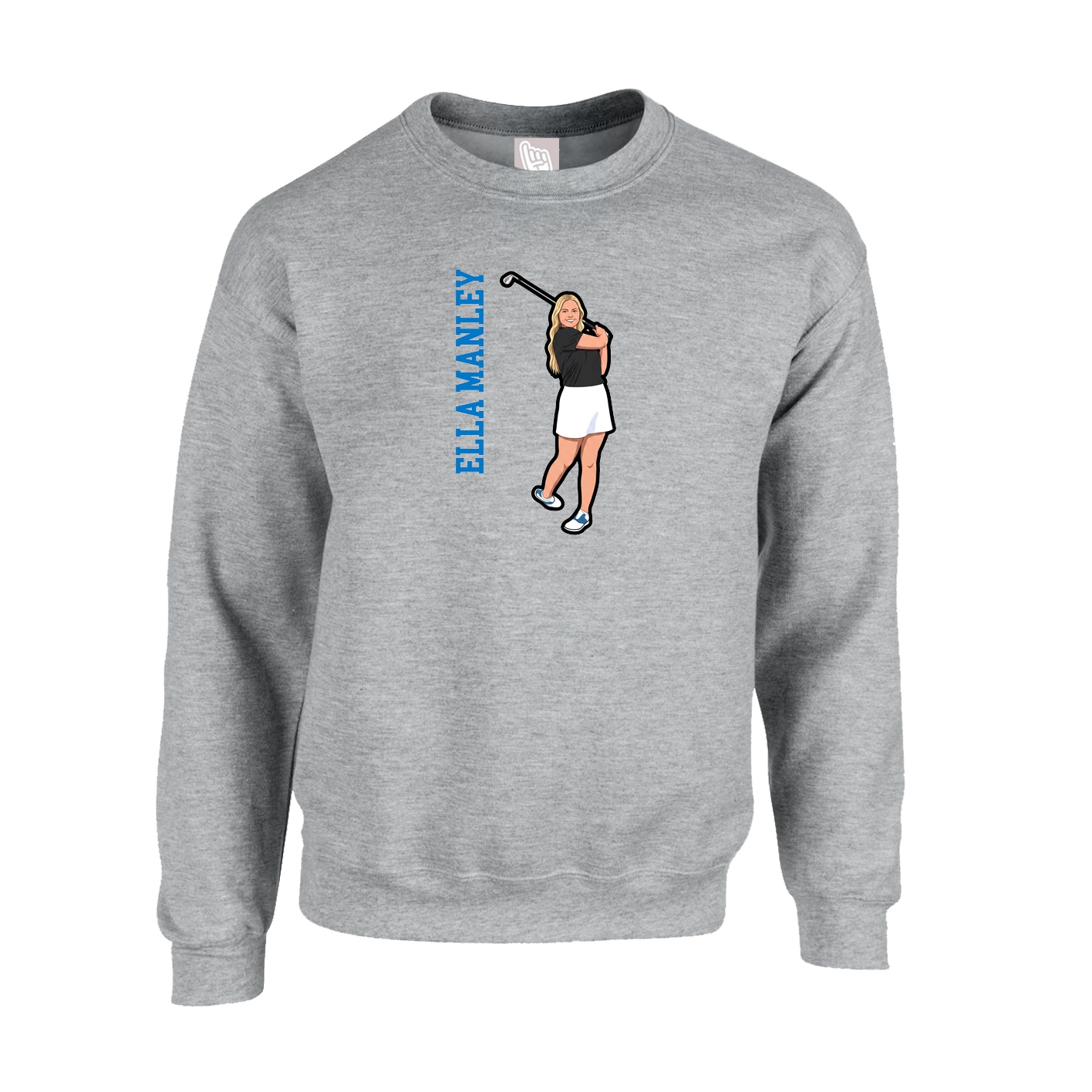 Fleece Crew — Name Vertical in Grey