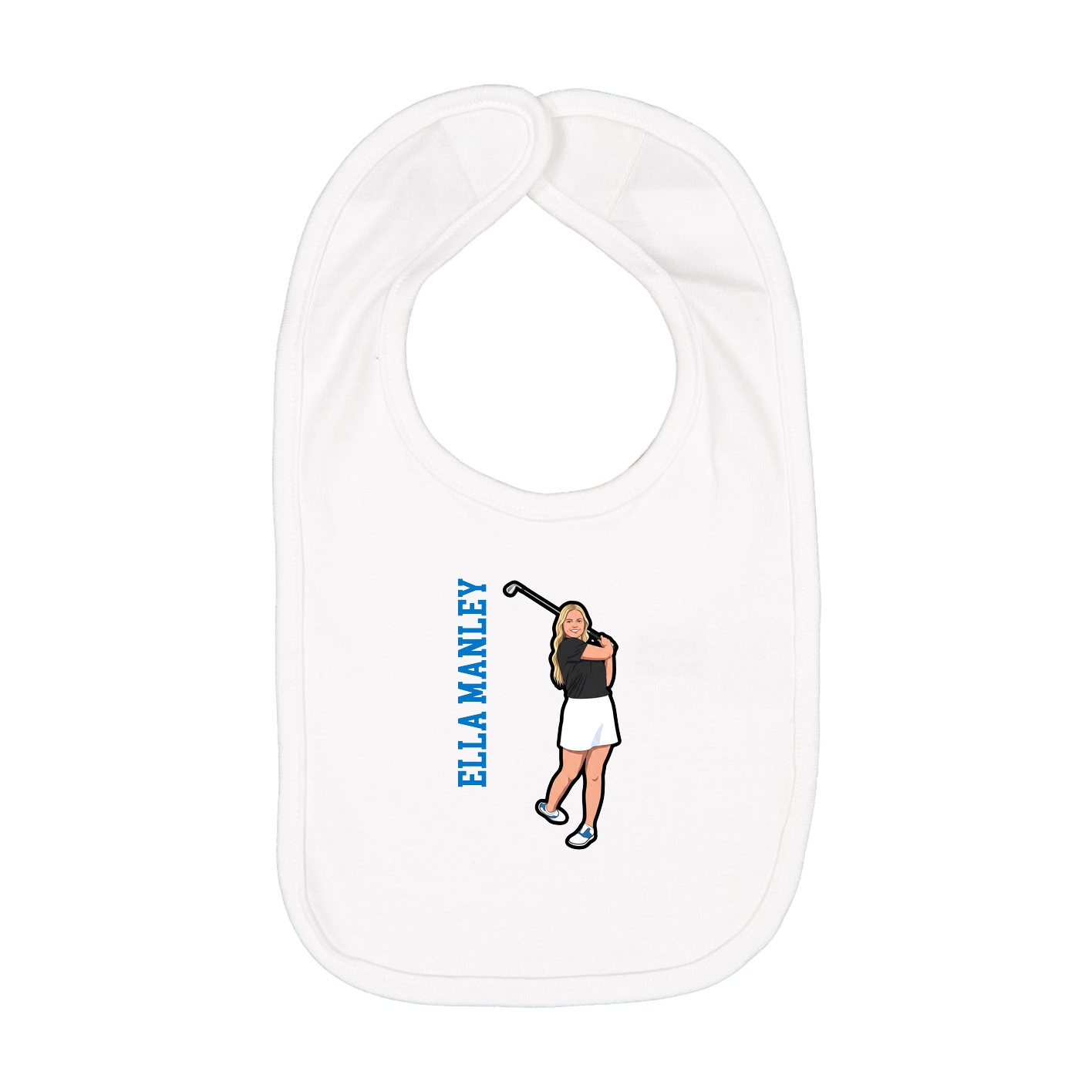 Infant Bib — Name Vertical in White