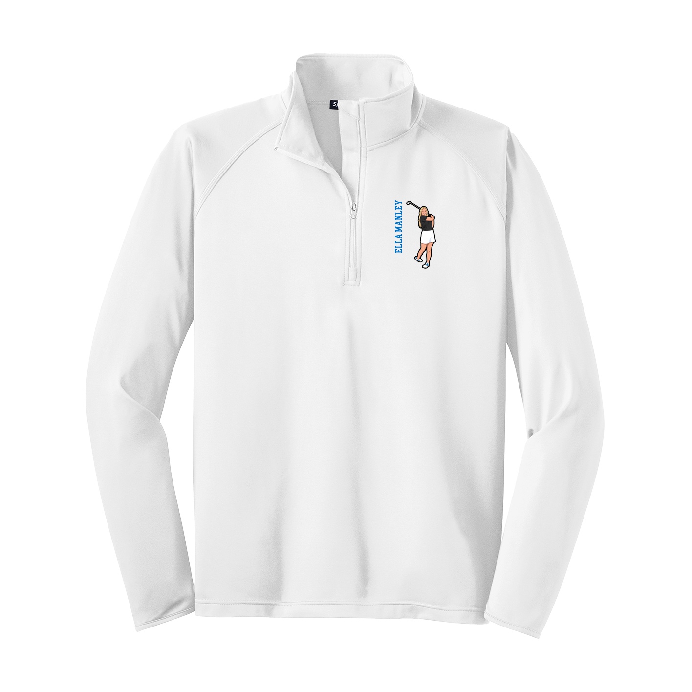 Q-Zip Pullover — Name Vertical in White