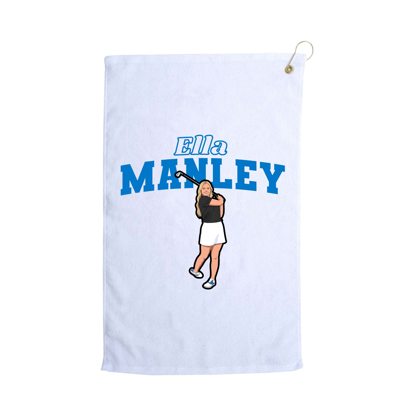 Golf Towel — Name Arch in White