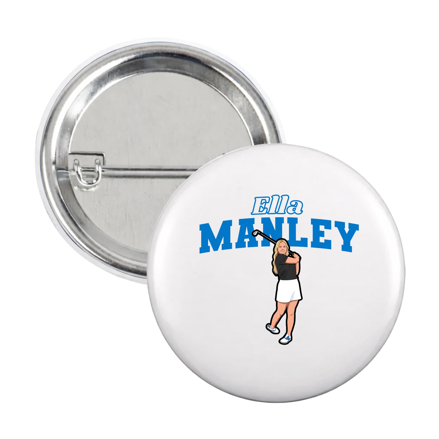 Game Day Button — Name Arch in White