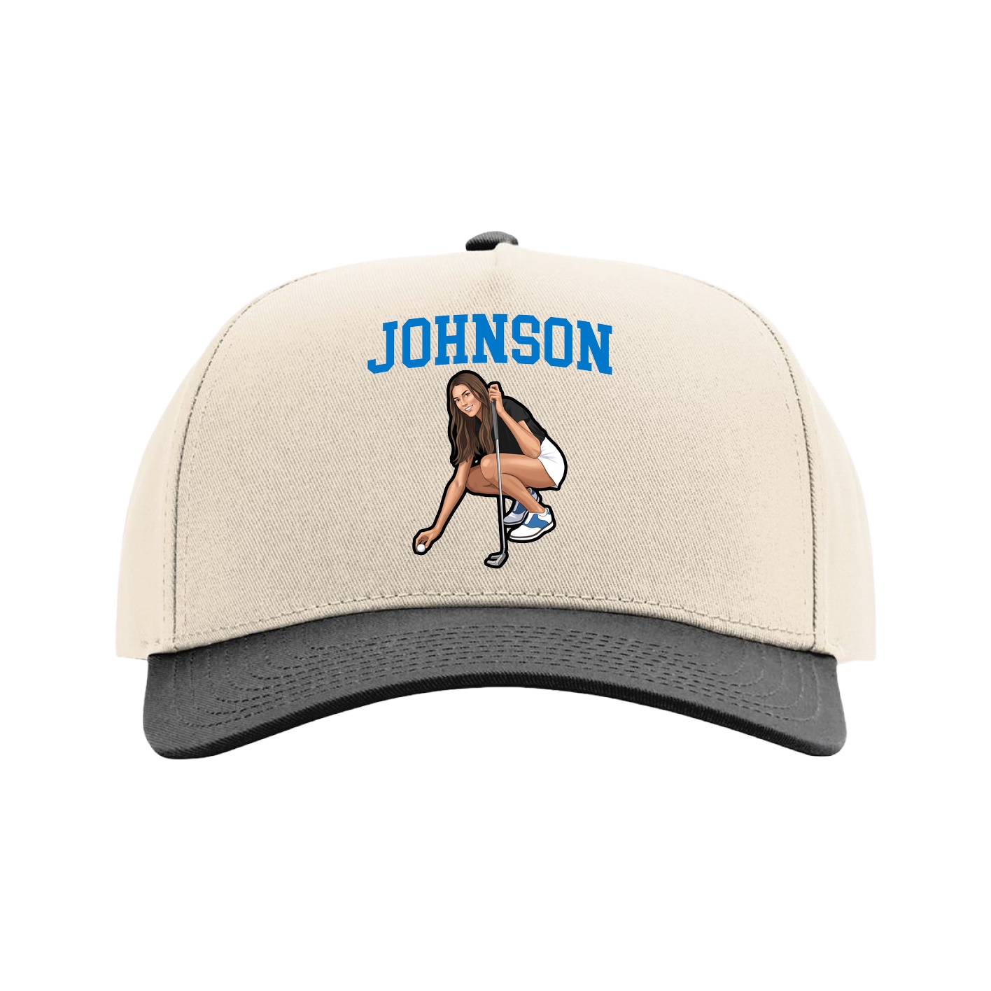 Full Fabric Five-Panel Champ Cap — Shirsey in Cream/Black